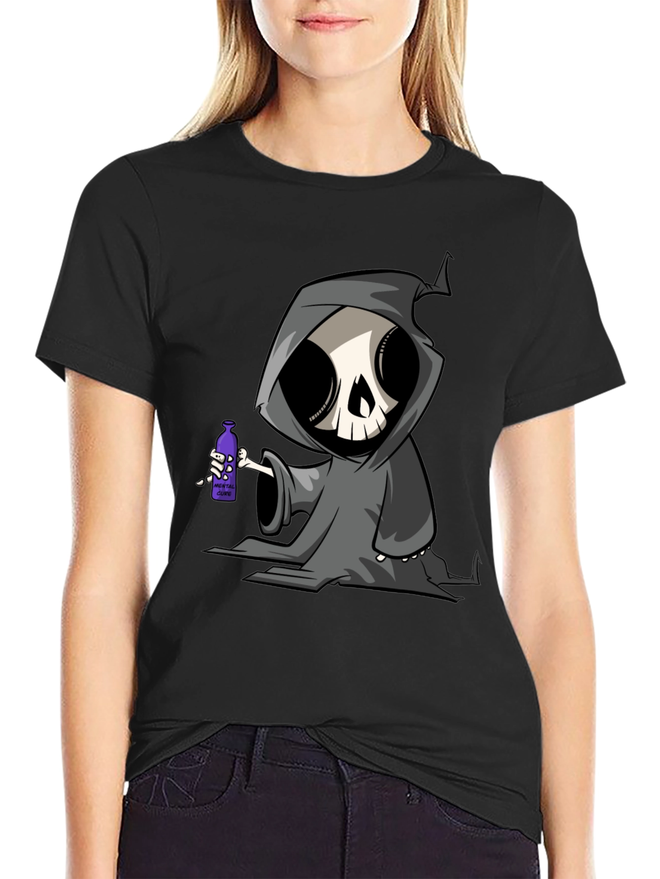 Grim Reaper Cartoon Graphic T-Shirt