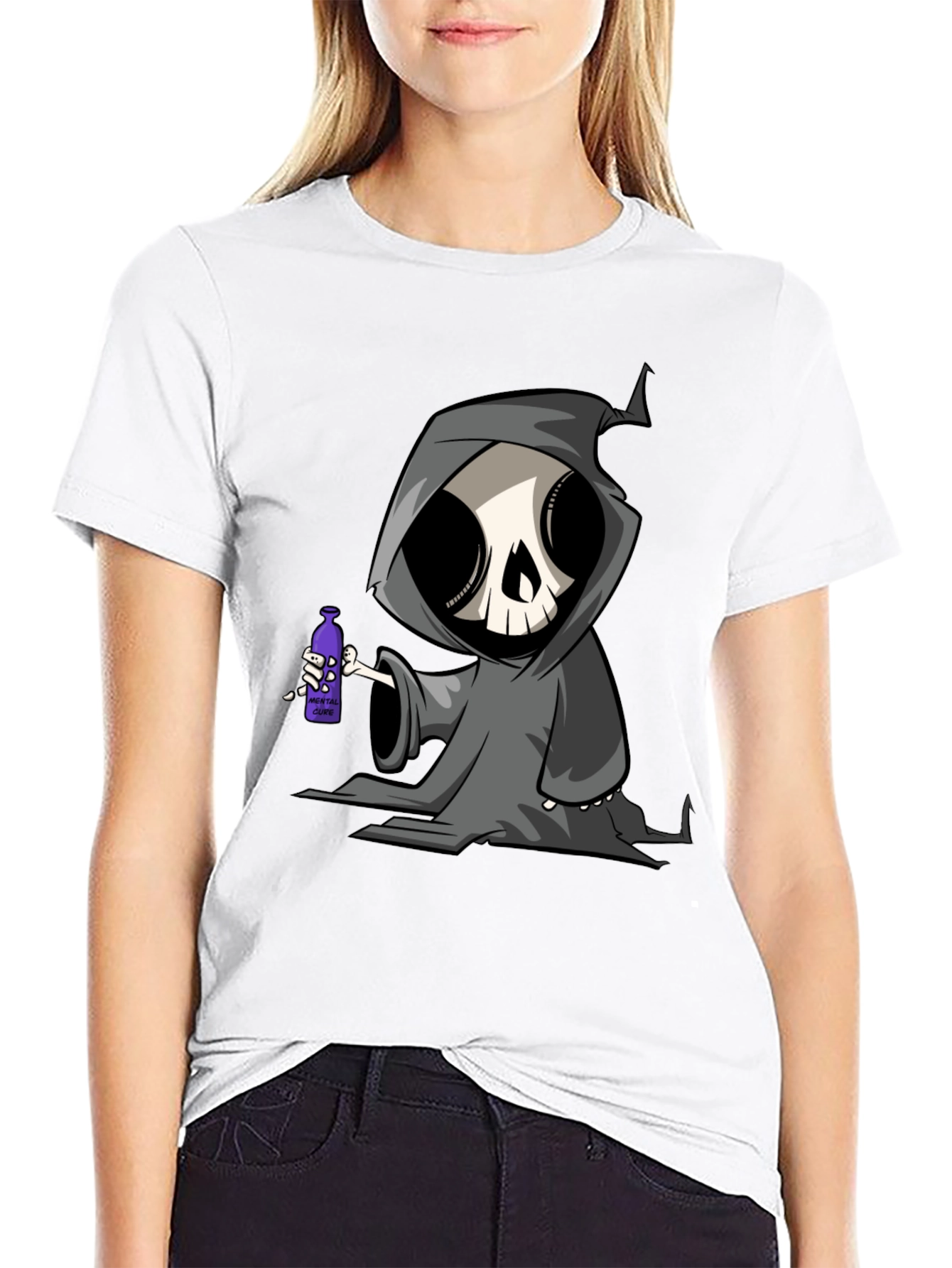 Grim Reaper Cartoon Graphic T-Shirt
