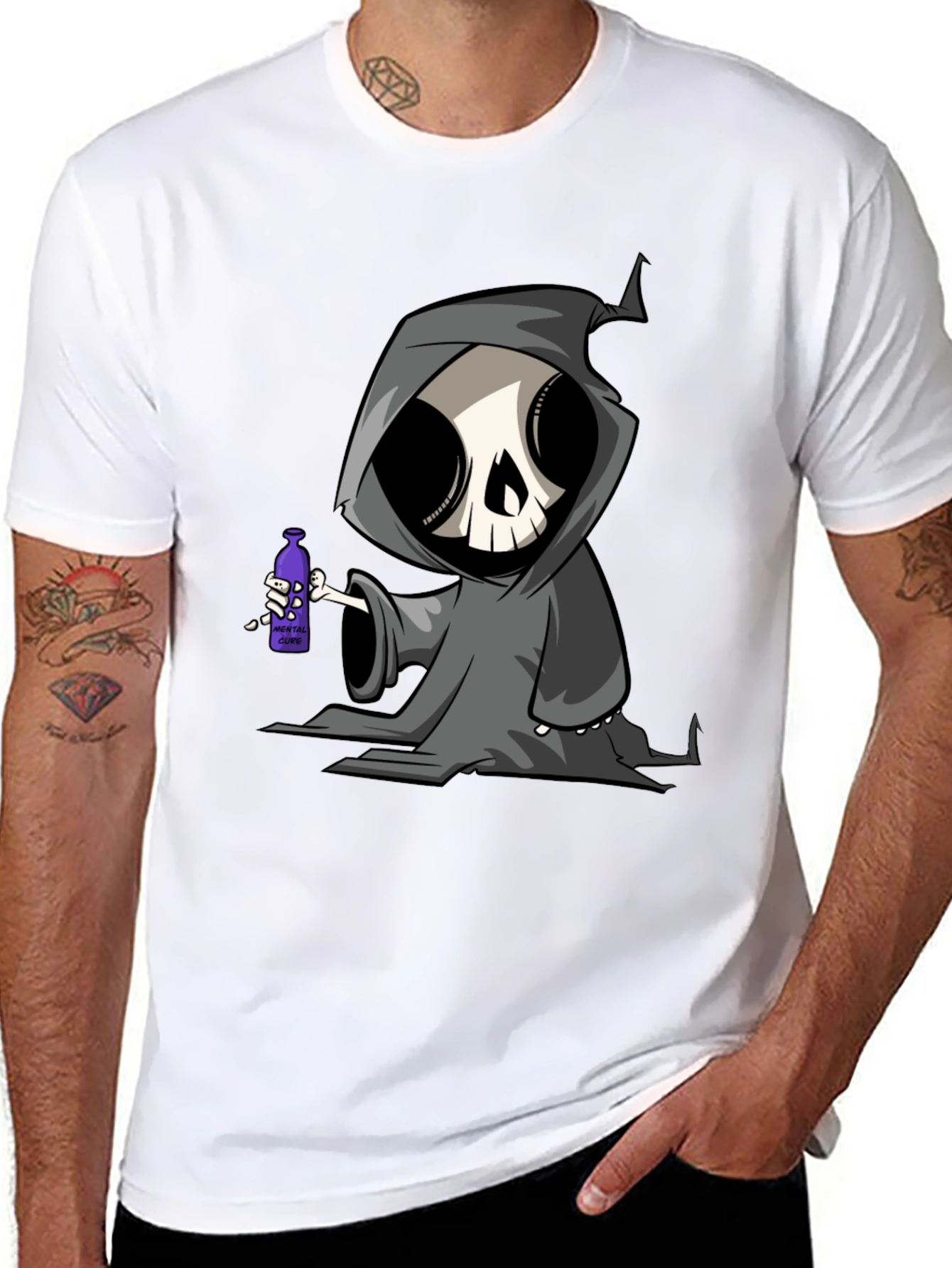 Grim Reaper Cartoon Graphic T-Shirt