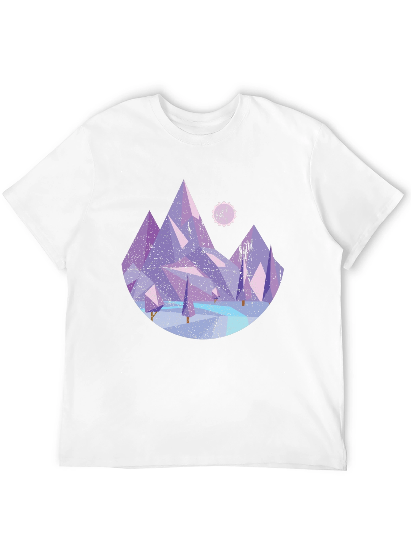 Abstract Mountain Graphic Tee - Black Cotton Shirt