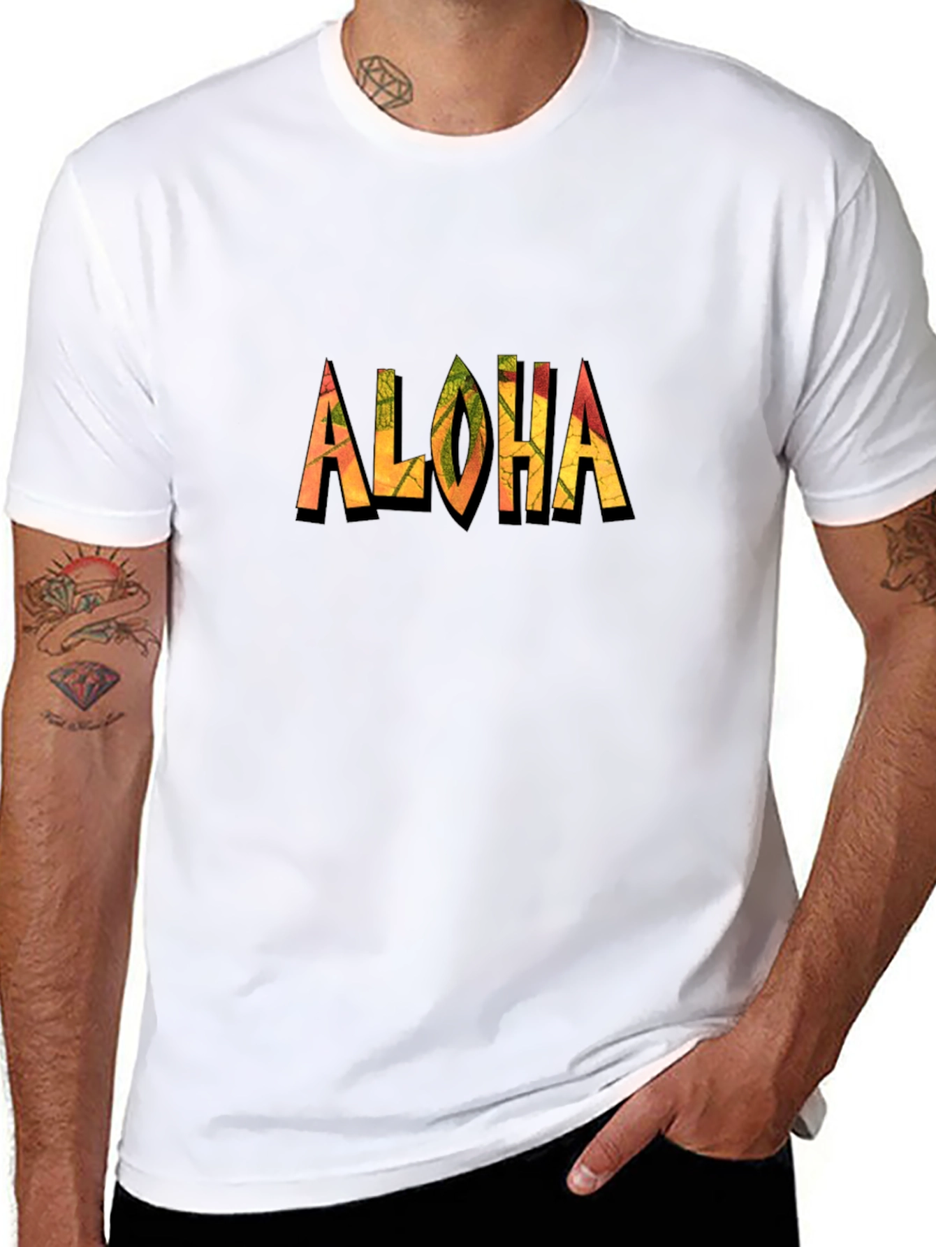 Aloha Tropical Print Black T-Shirt