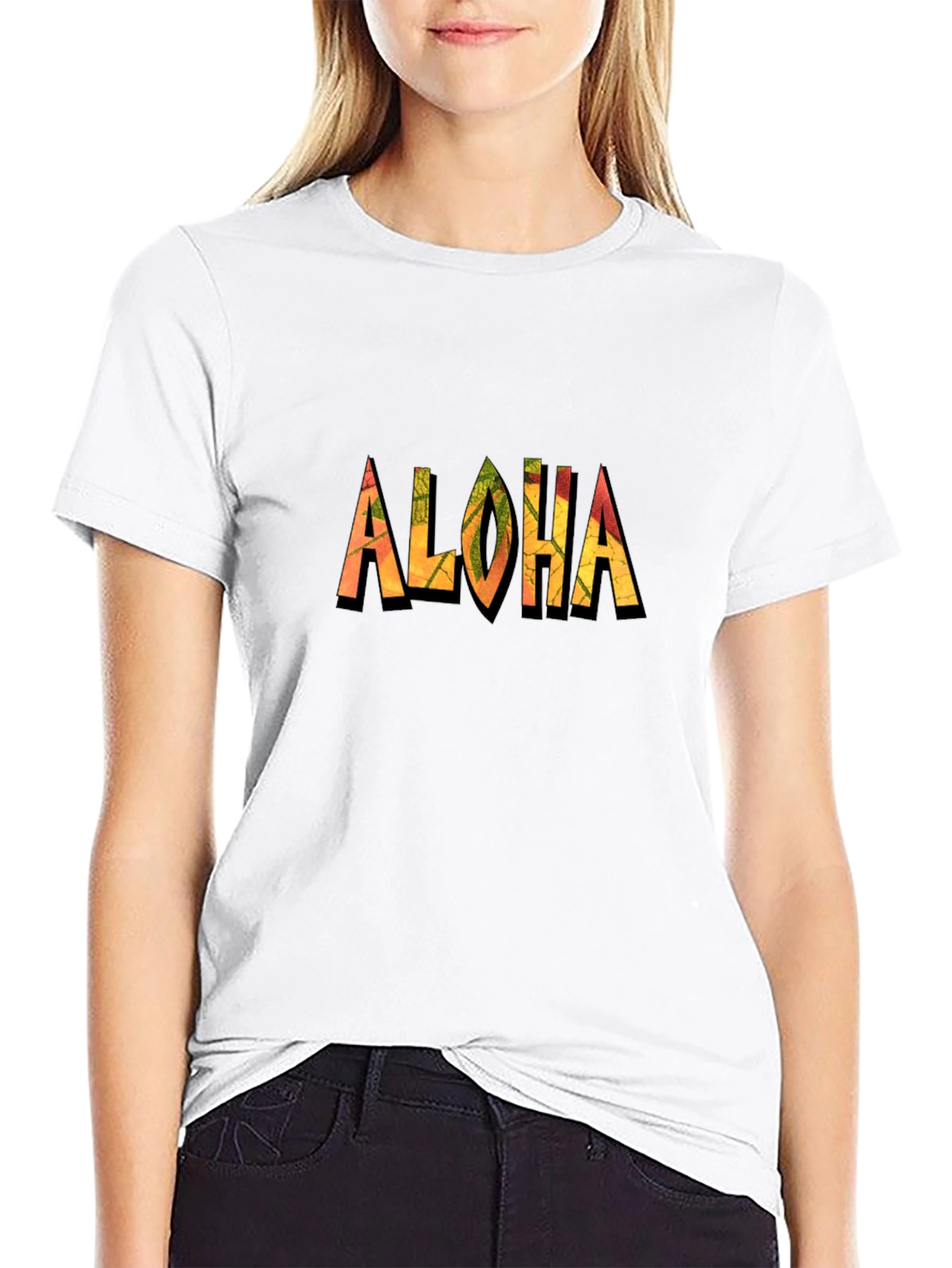 Aloha Tropical Print Black T-Shirt