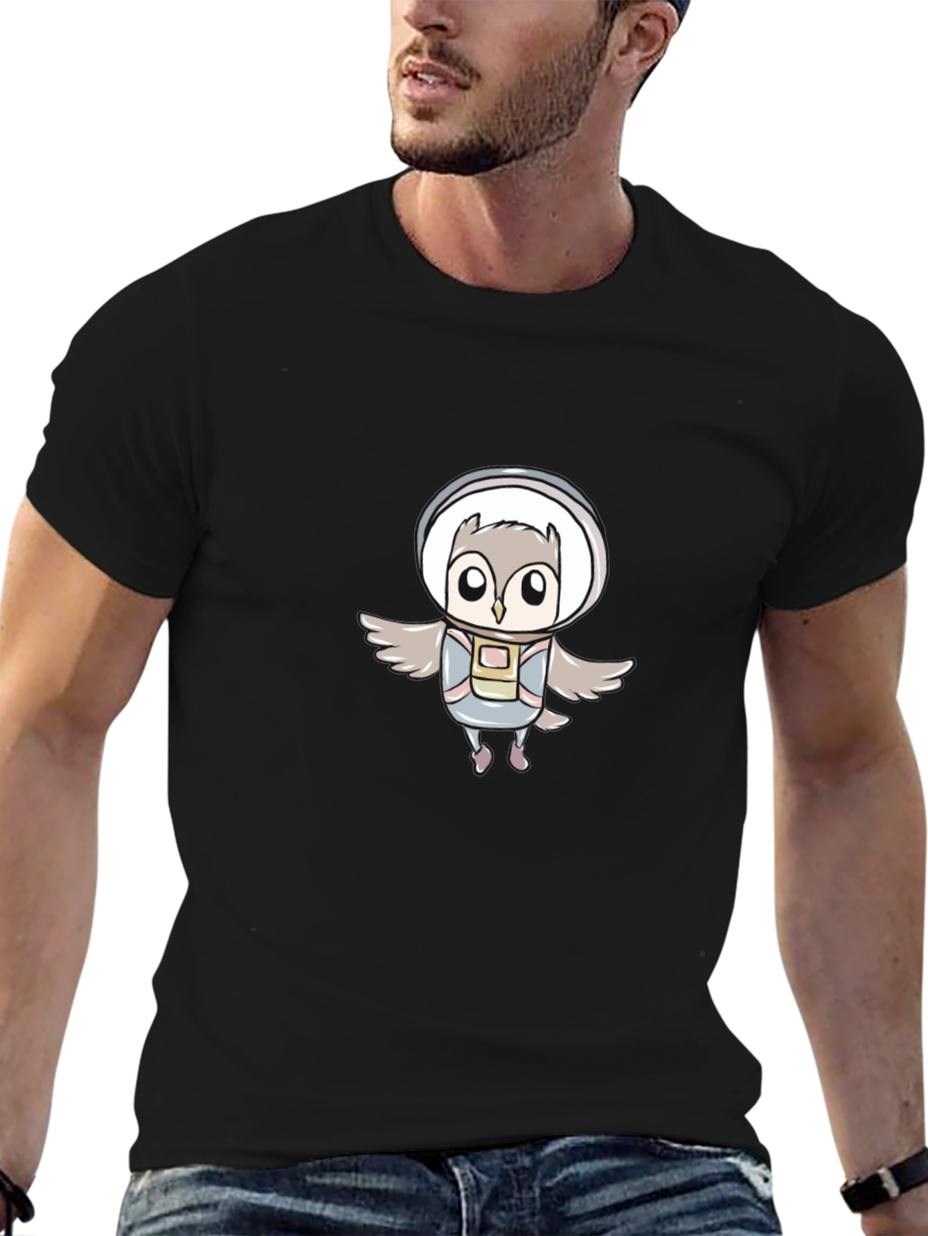 Astronaut Owl Graphic Tee - Unisex Black T-Shirt