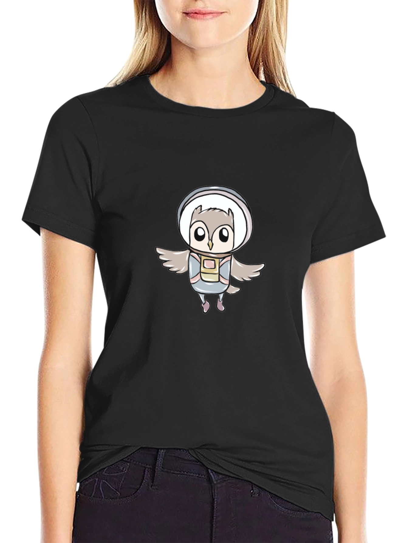 Astronaut Owl Graphic Tee - Unisex Black T-Shirt