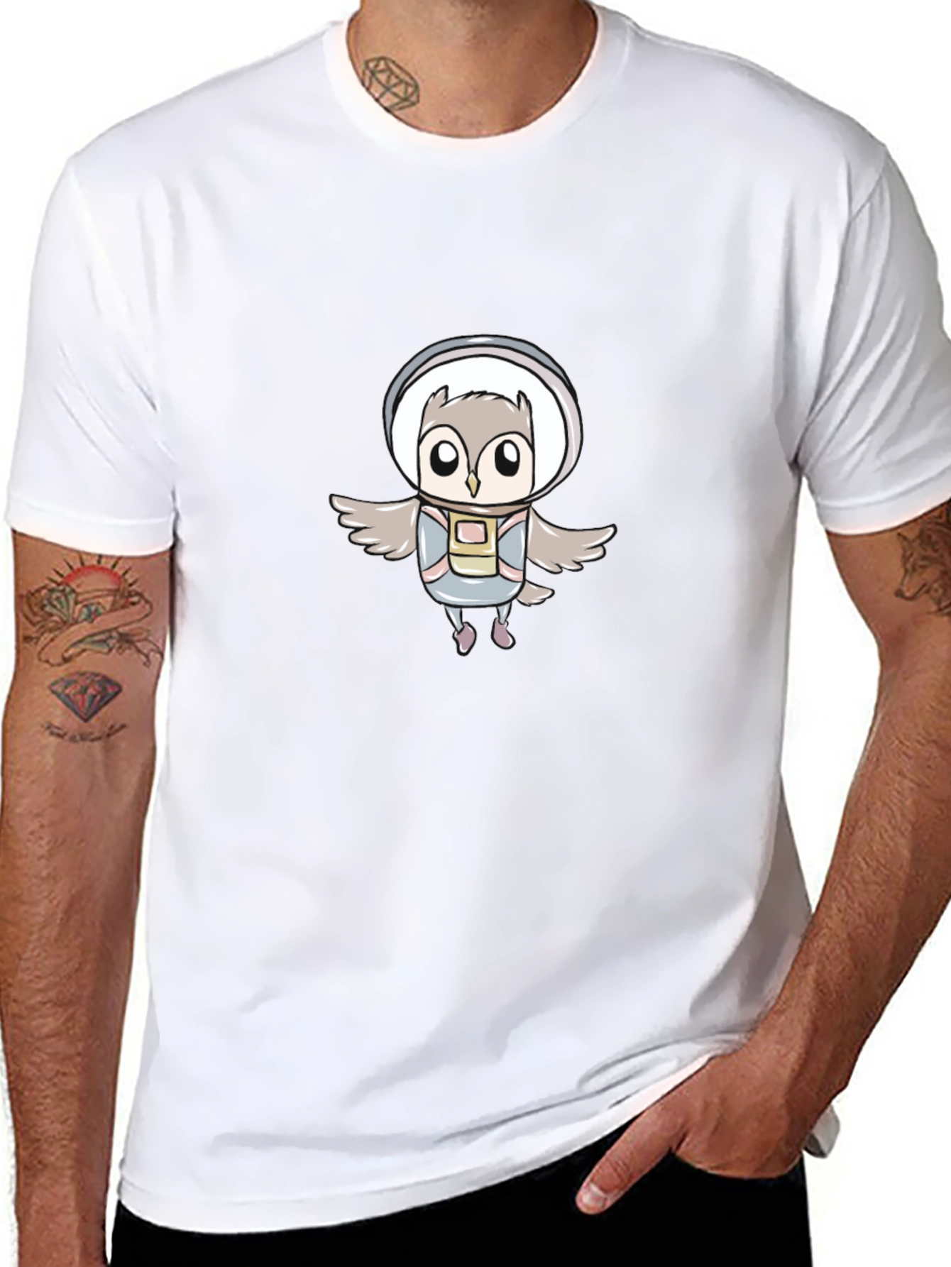 Astronaut Owl Graphic Tee - Unisex Black T-Shirt