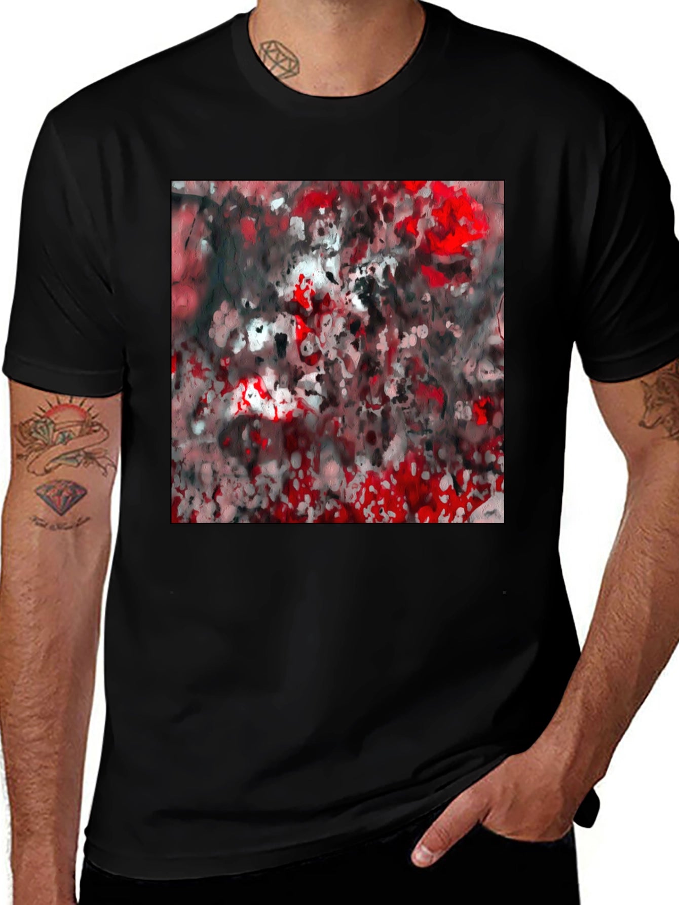 Abstract Red & Black T-Shirt