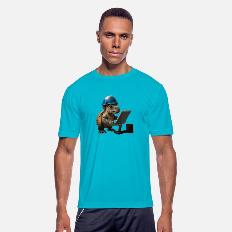 baby dinosaur industrial engineer whith tablet