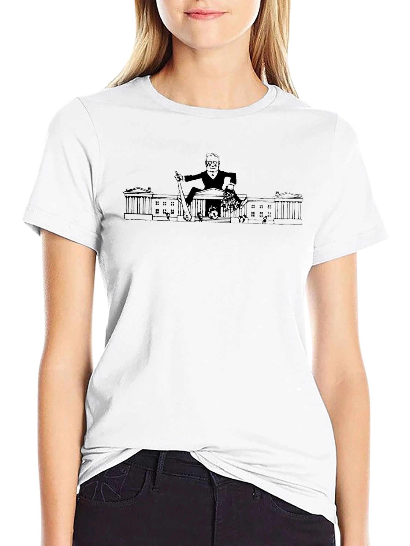 Graphic Print Crew Neck T-Shirt - Black
