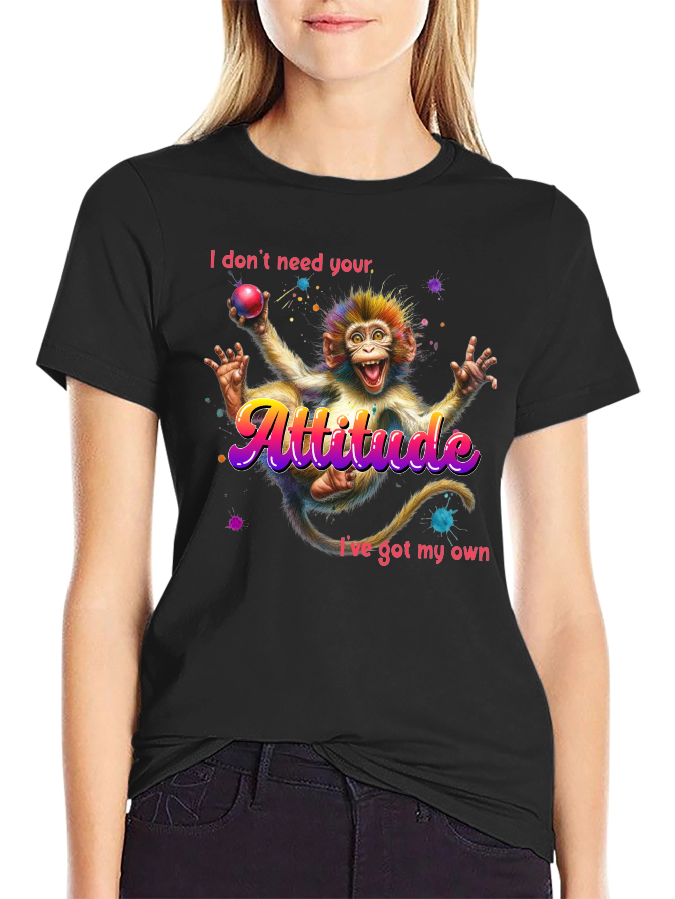Attitude Monkey Graphic Tee - Quirky Fun Style