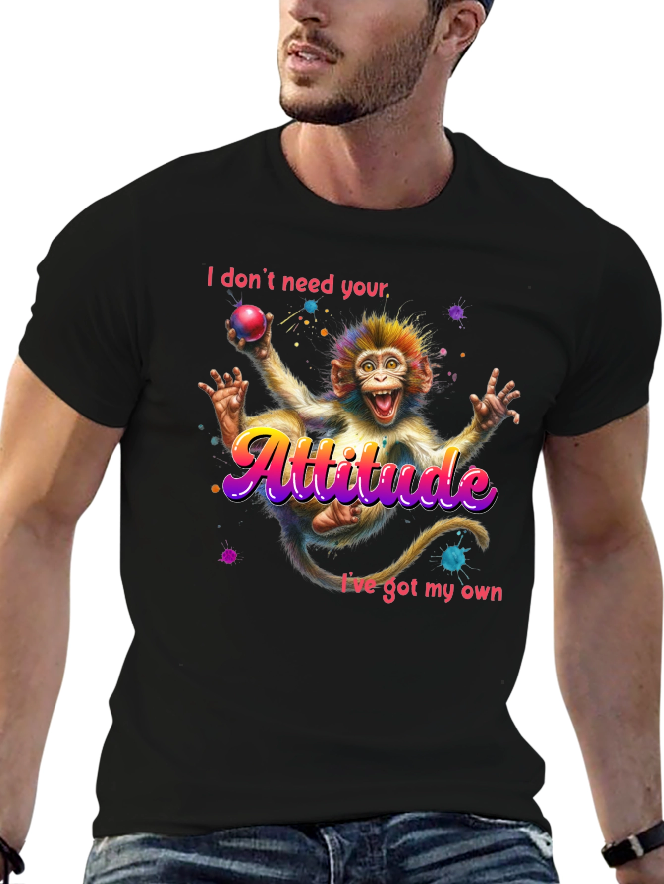 Attitude Monkey Graphic Tee - Quirky Fun Style