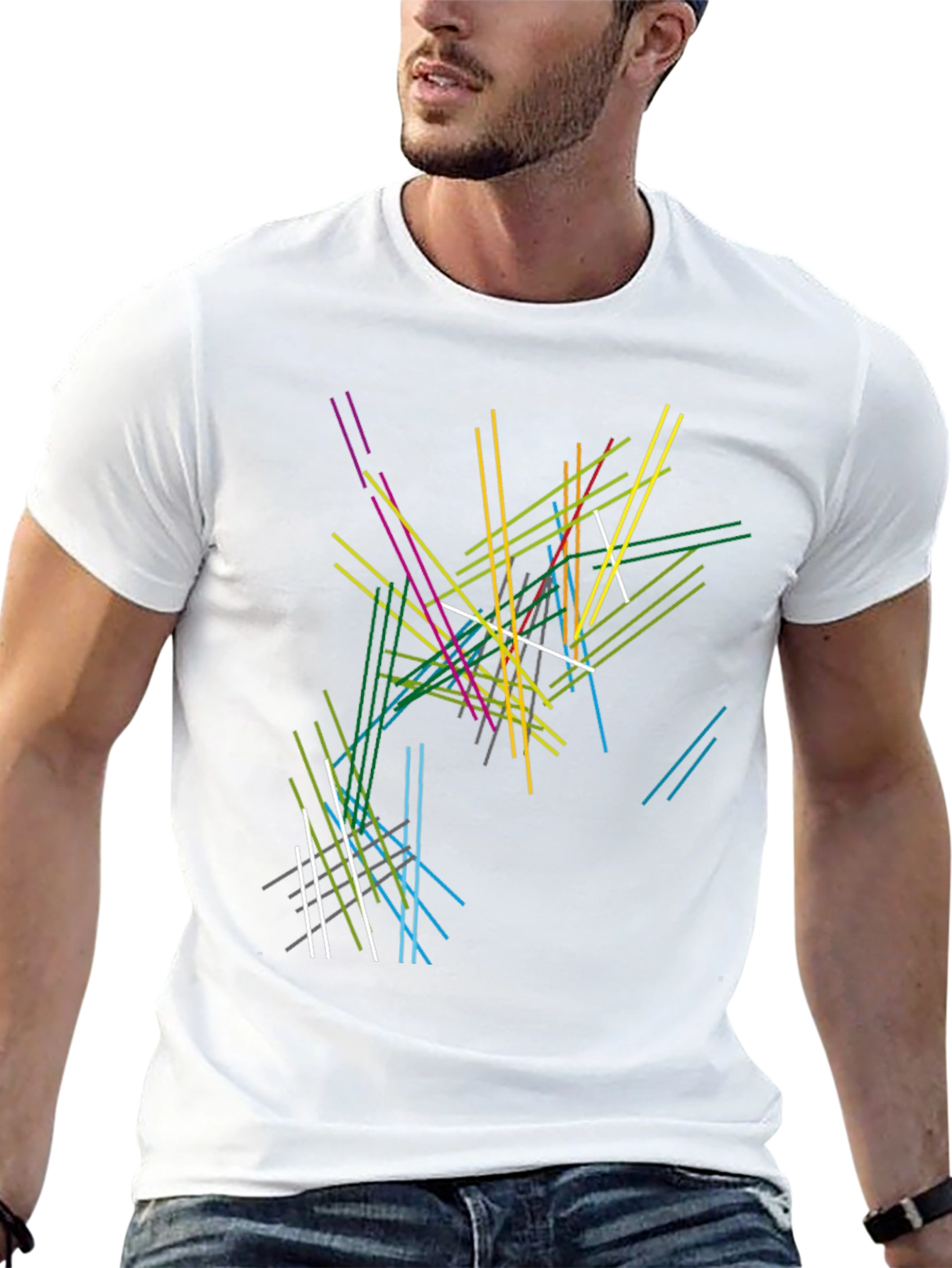 Abstract Line Art Black T-Shirt - Modern Graphic Tee