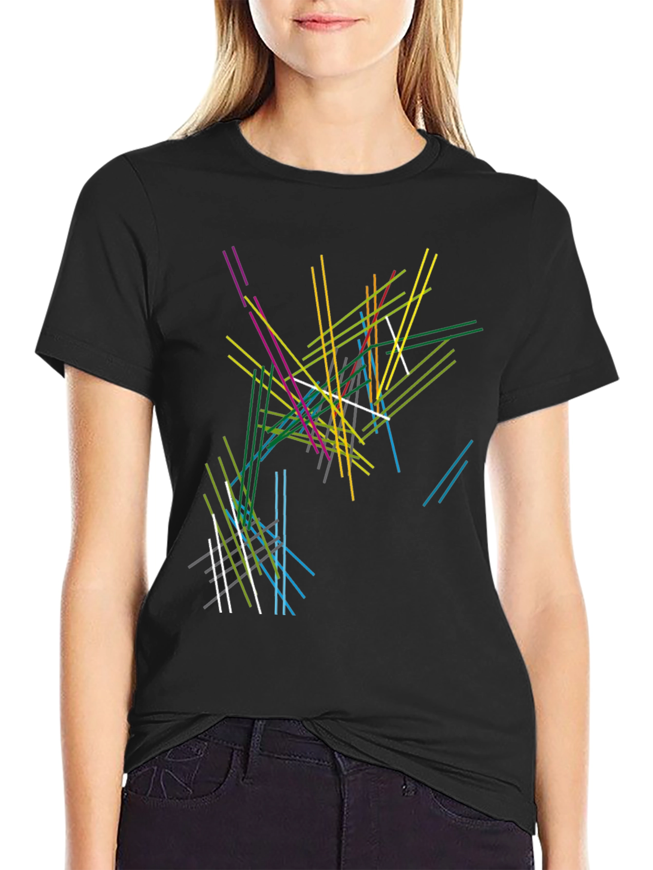 Abstract Line Art Black T-Shirt - Modern Graphic Tee