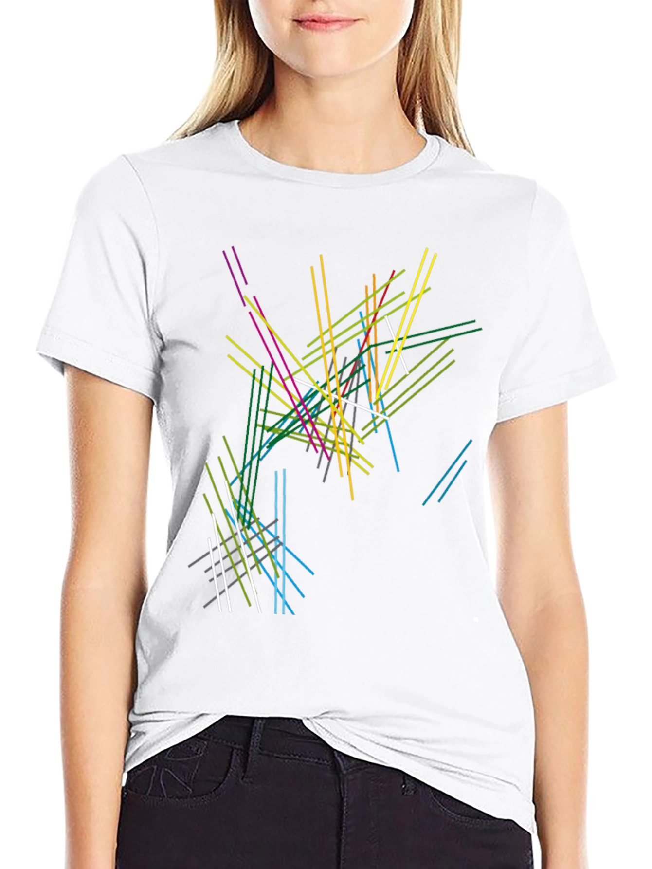 Abstract Line Art Black T-Shirt - Modern Graphic Tee
