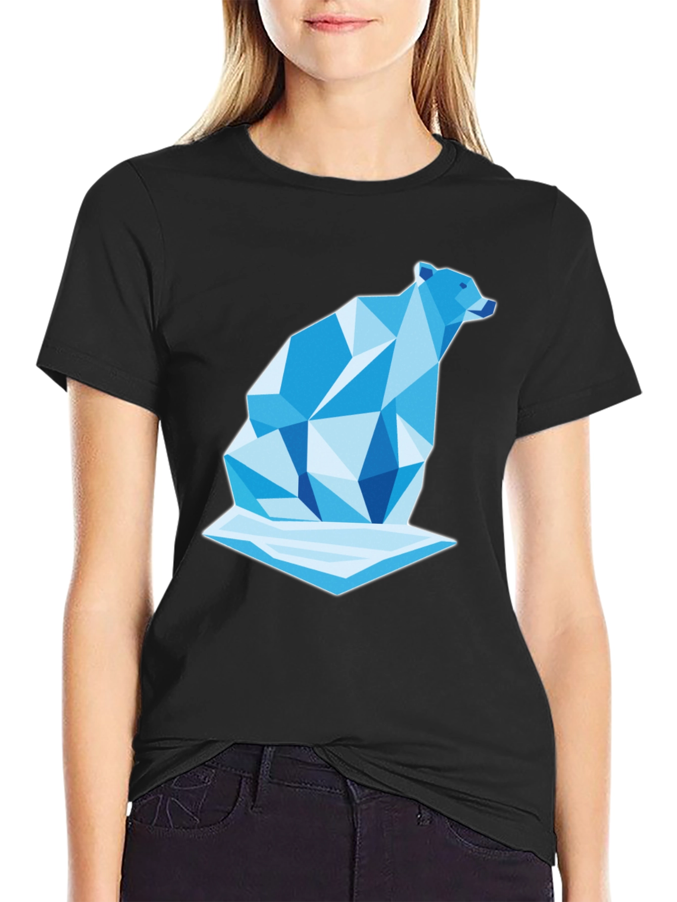 Geometric Polar Bear Graphic Tee - Cool Design