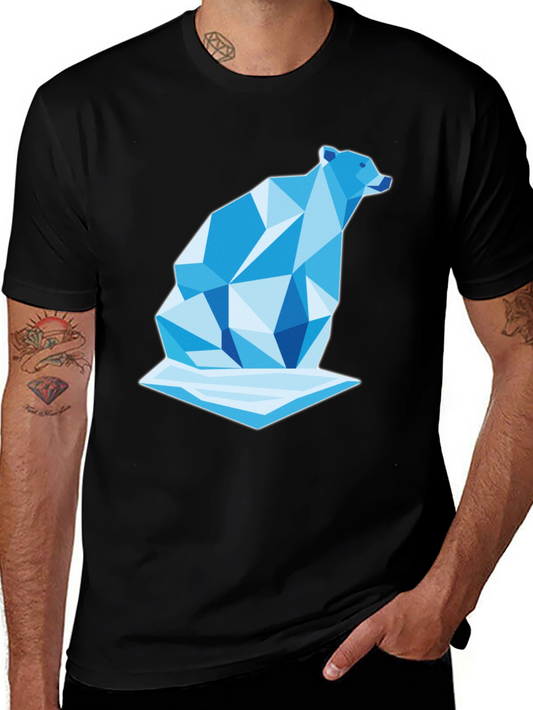 Geometric Polar Bear Graphic Tee - Cool Design