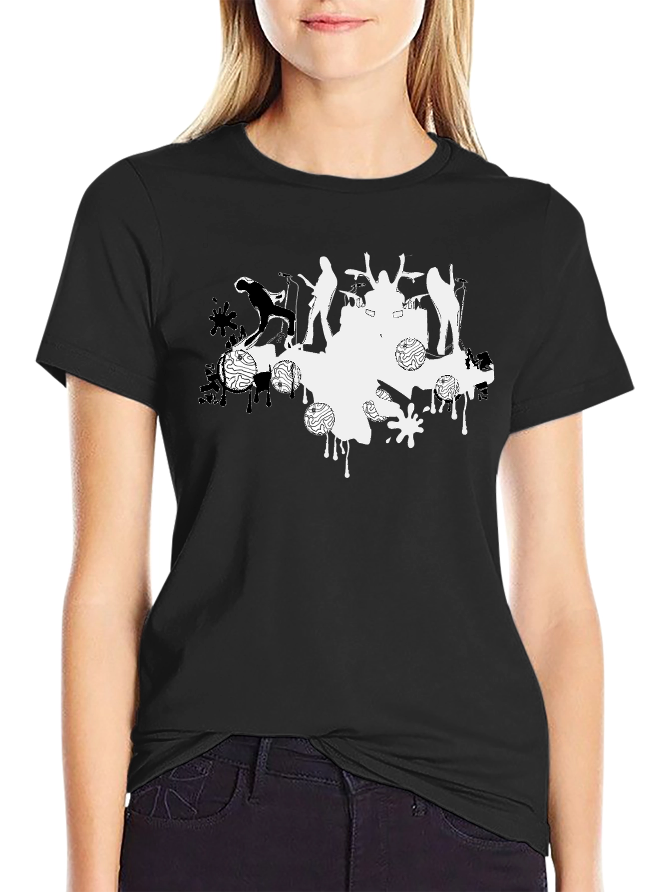 Abstract Band Tee - Black Cotton