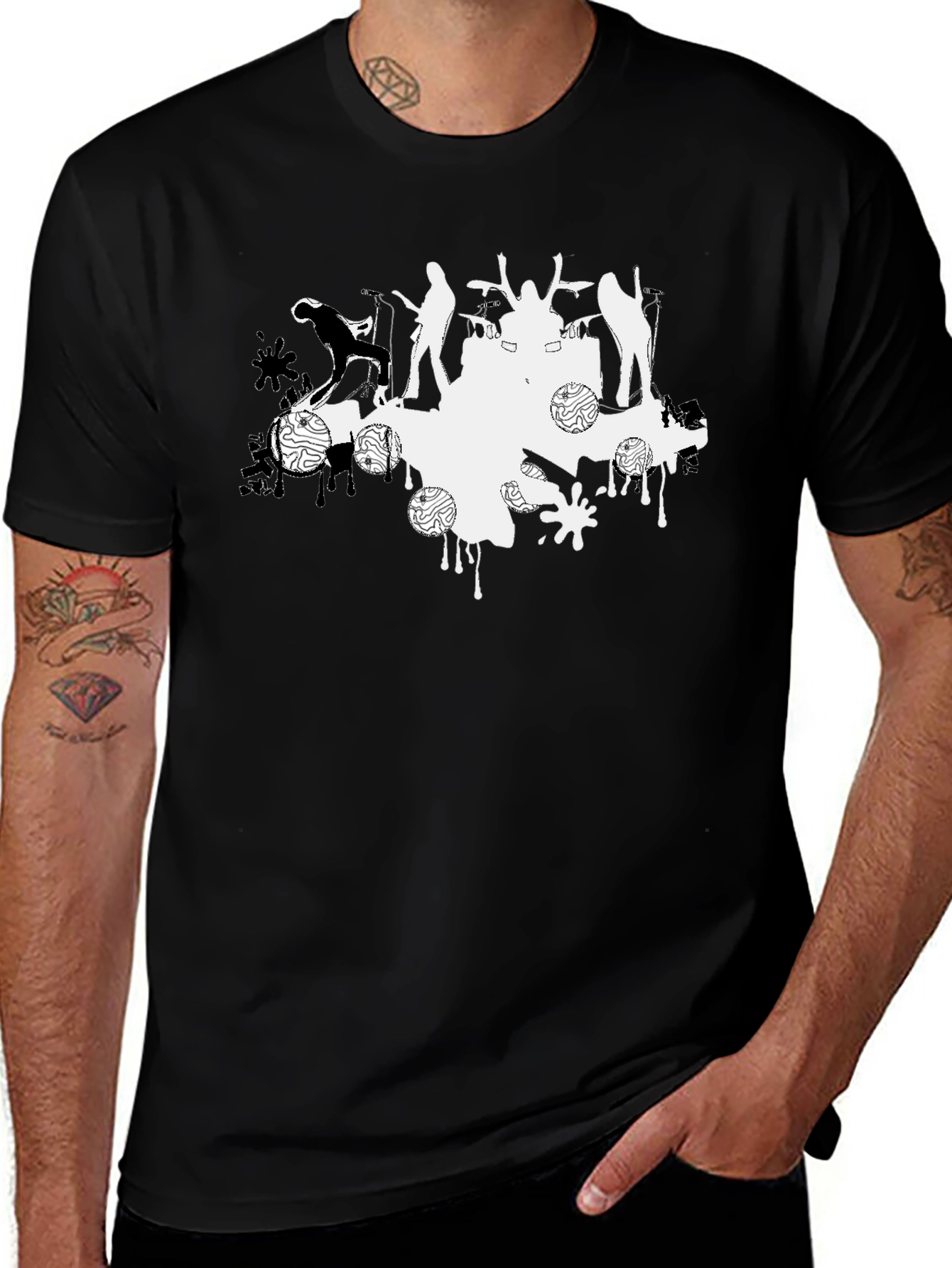 Abstract Band Tee - Black Cotton