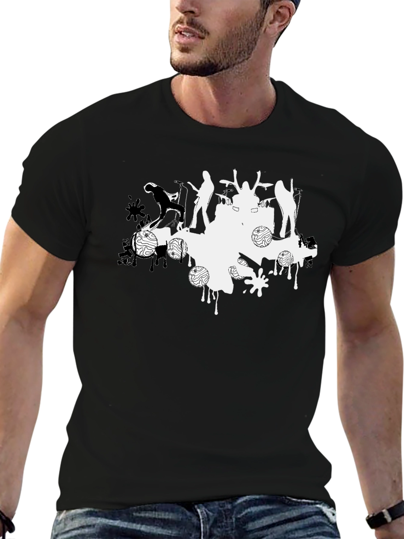 Abstract Band Tee - Black Cotton