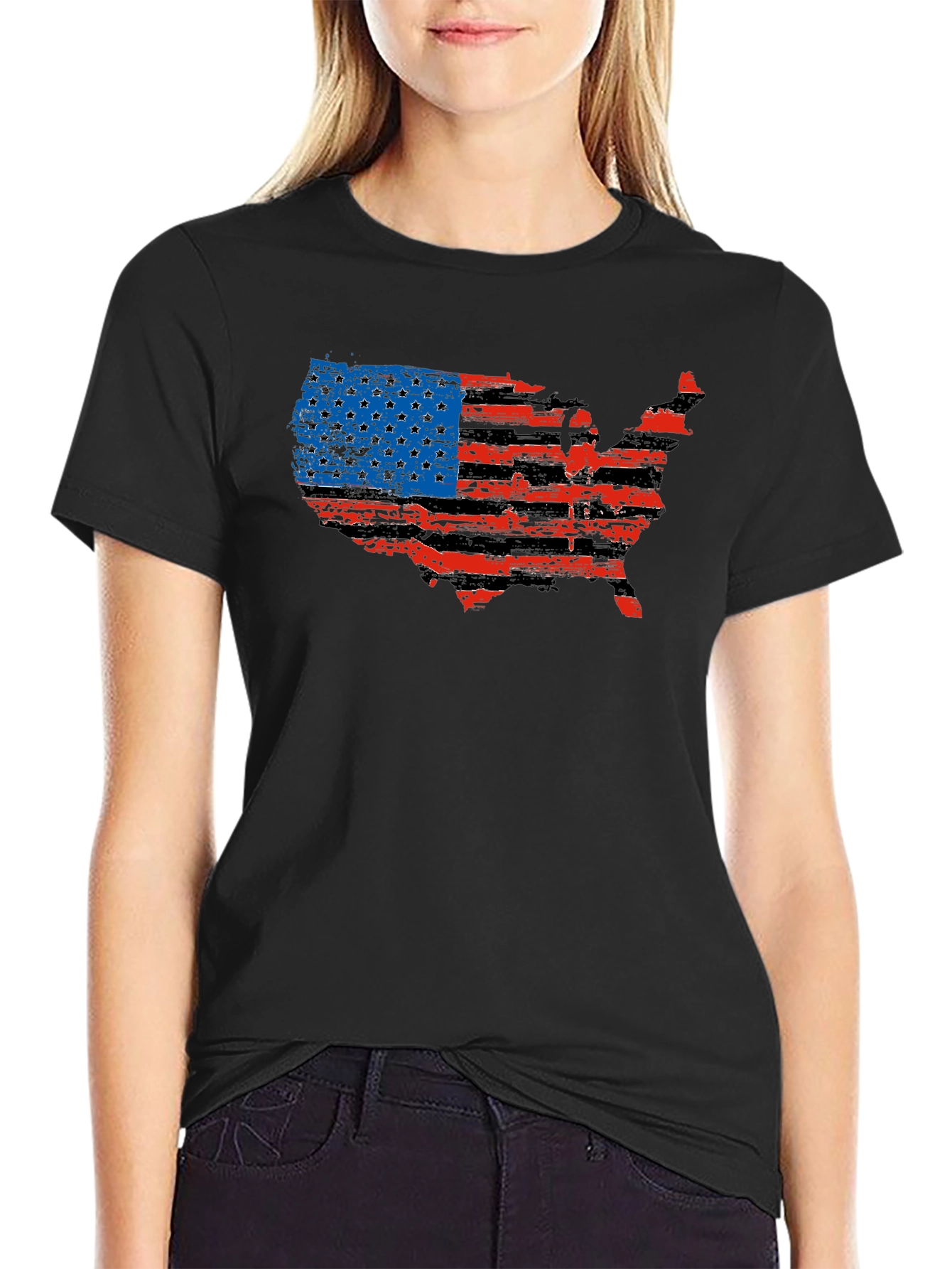 American Flag USA Map Graphic T-Shirt