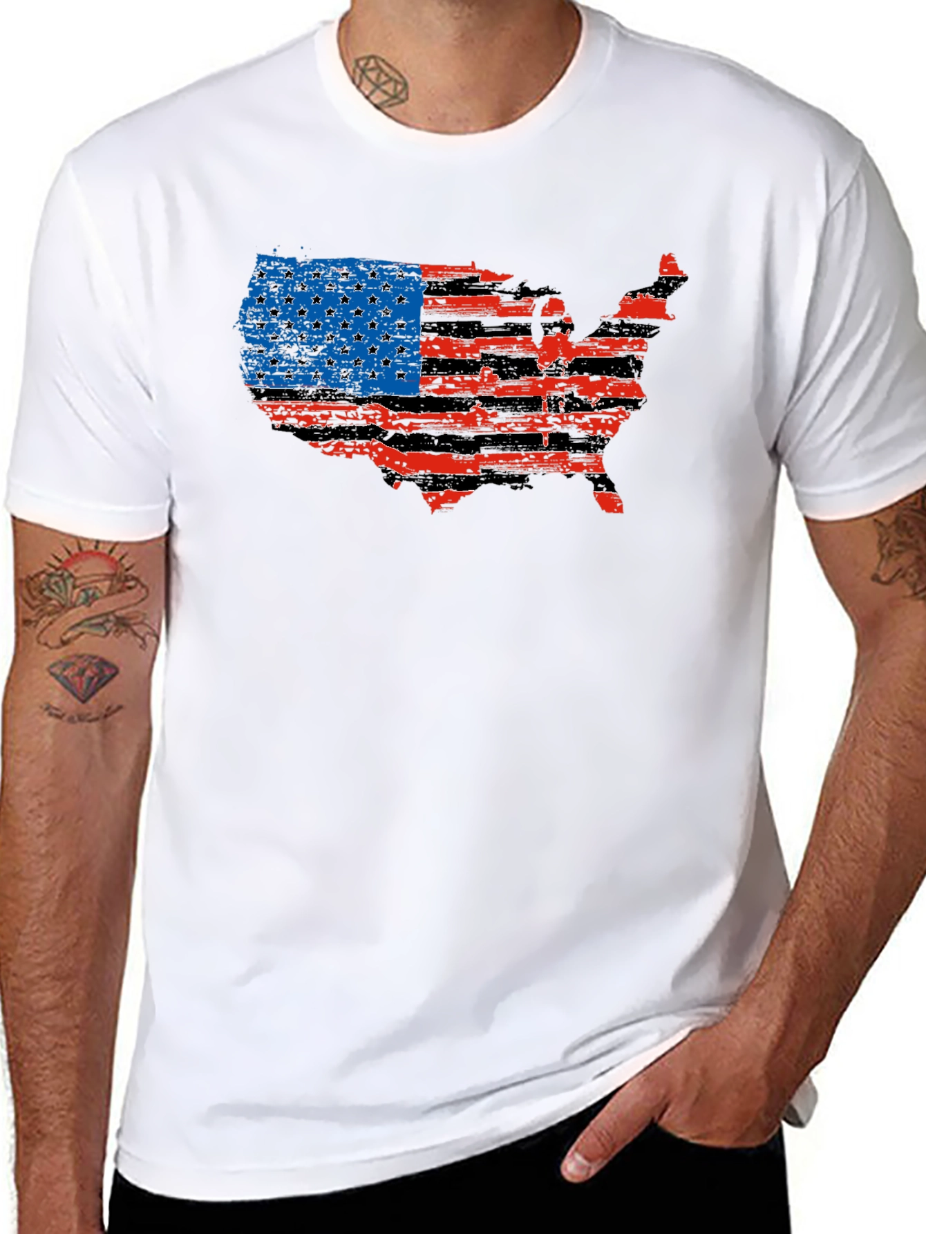 American Flag USA Map Graphic T-Shirt