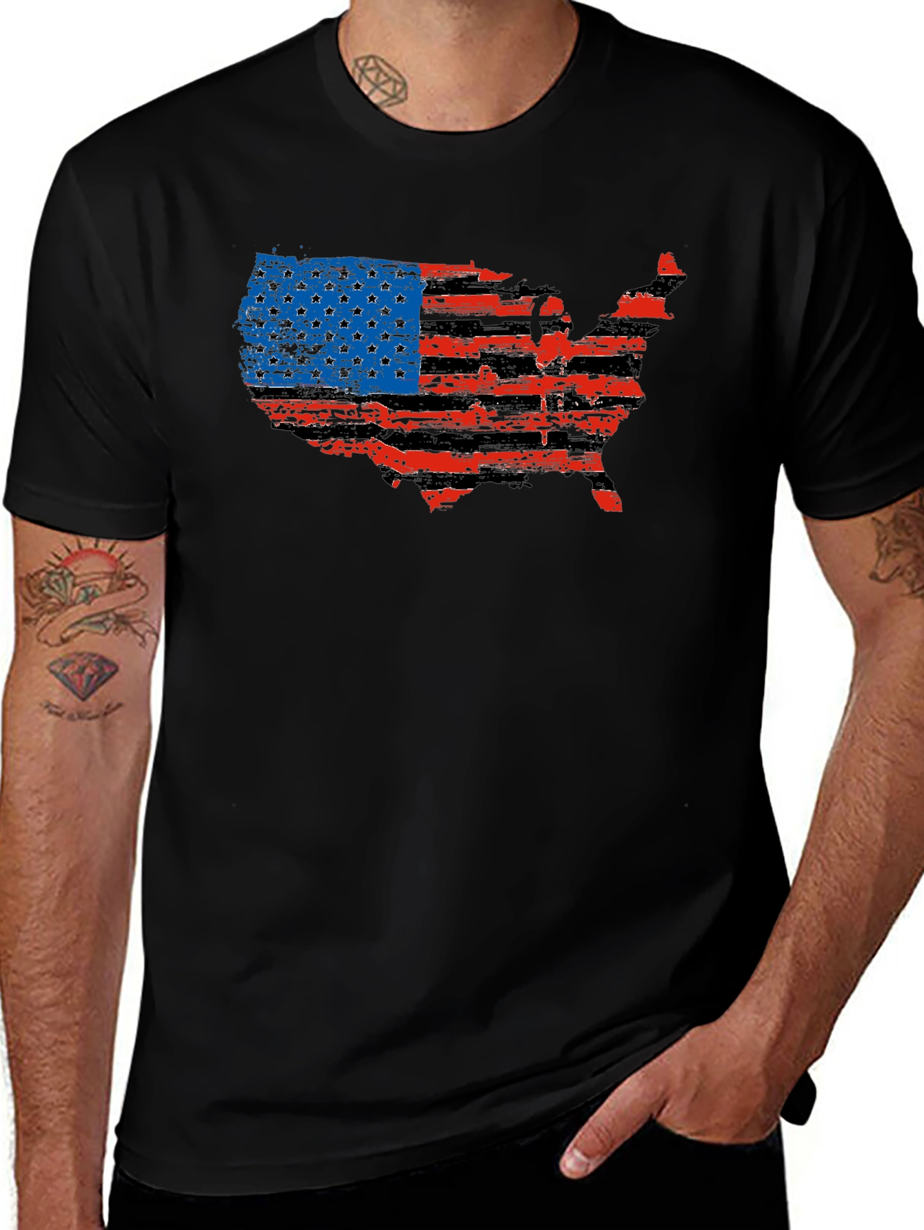 American Flag USA Map Graphic T-Shirt