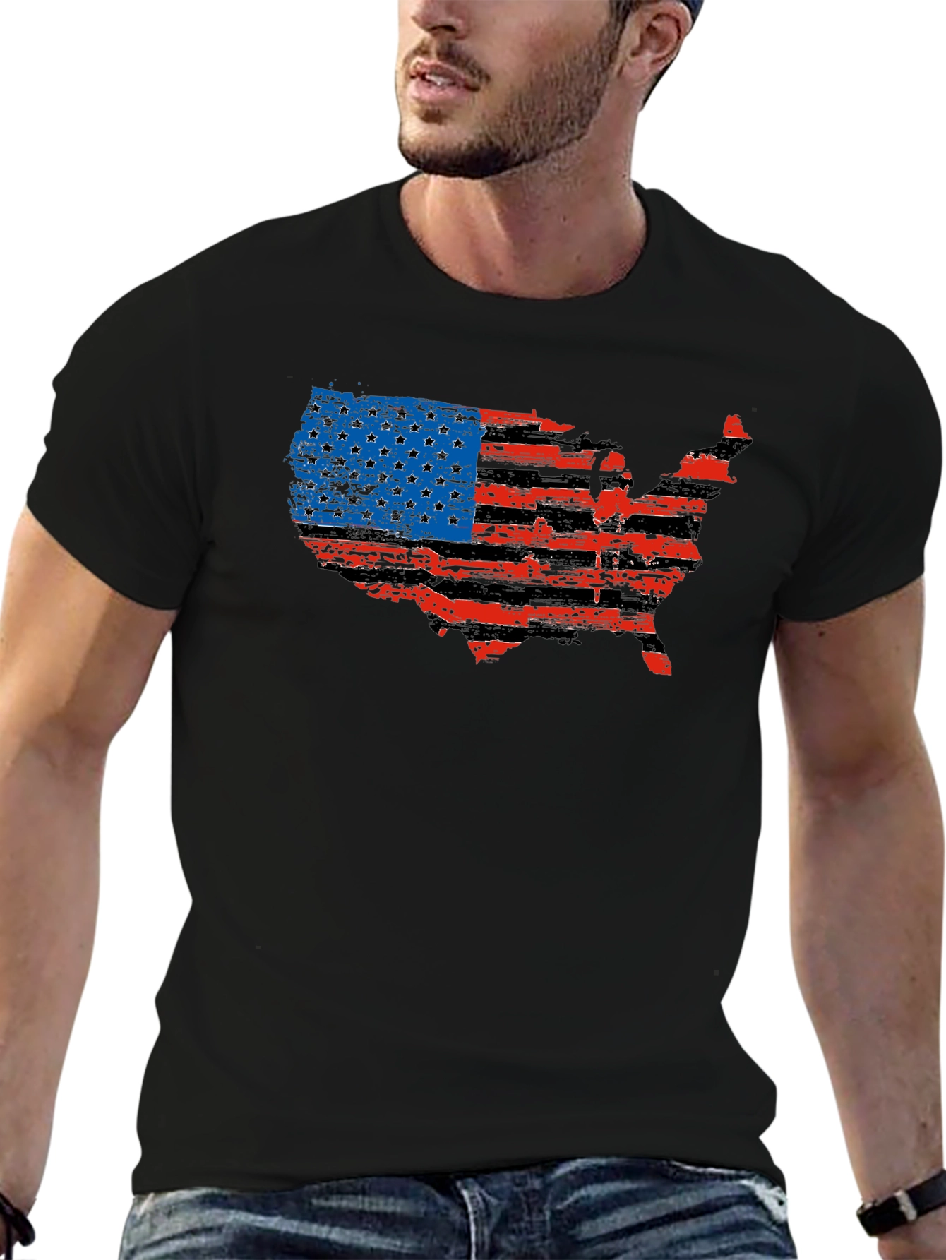 American Flag USA Map Graphic T-Shirt