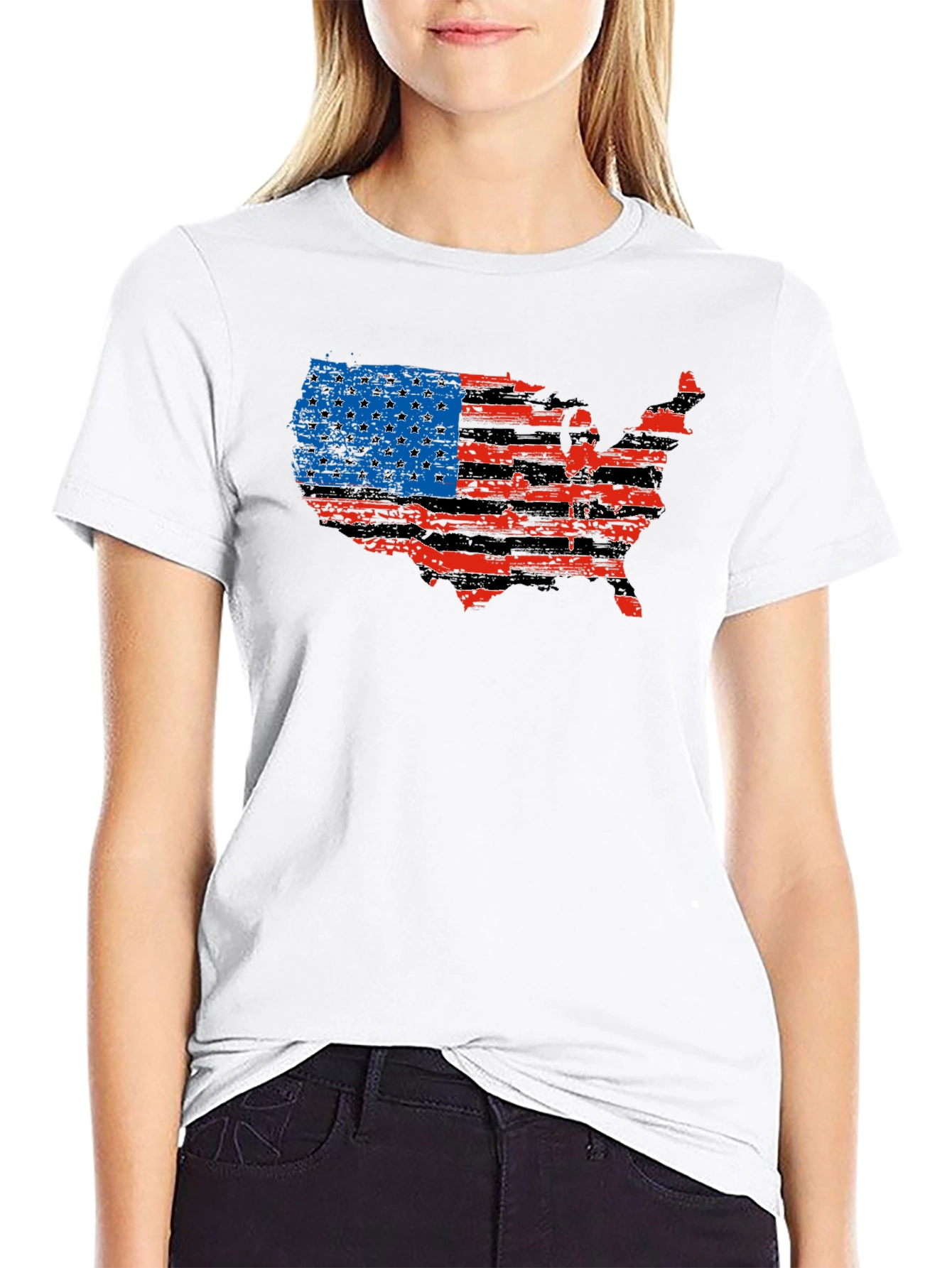 American Flag USA Map Graphic T-Shirt