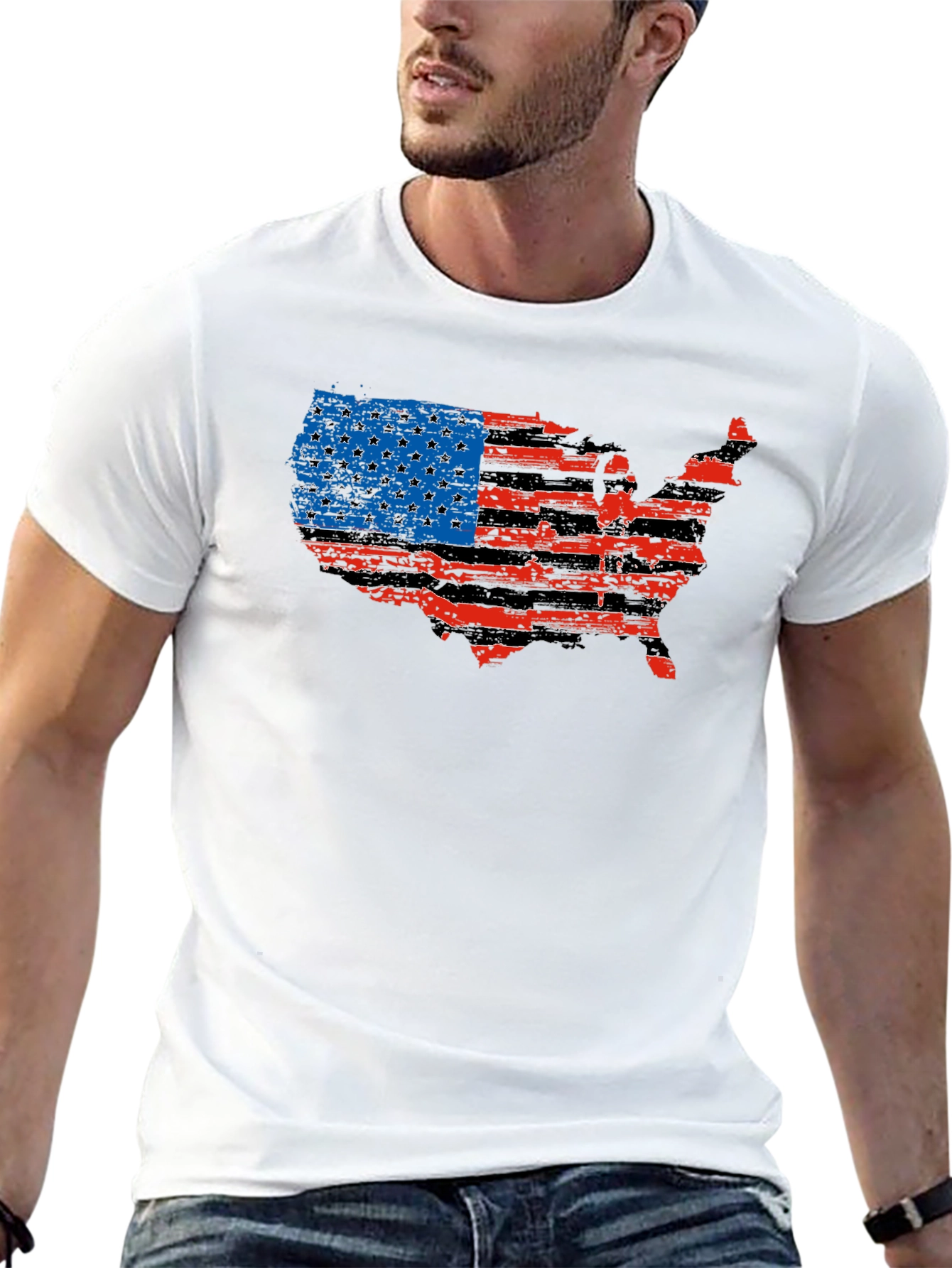 American Flag USA Map Graphic T-Shirt