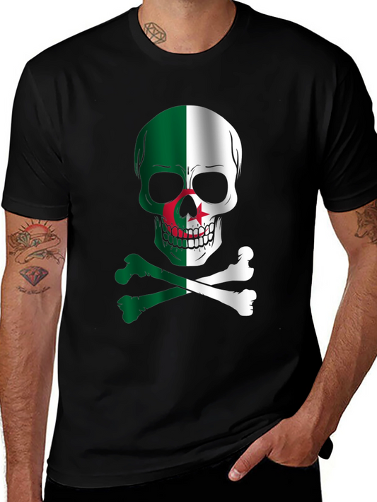 Algeria Flag Skull Graphic T-Shirt