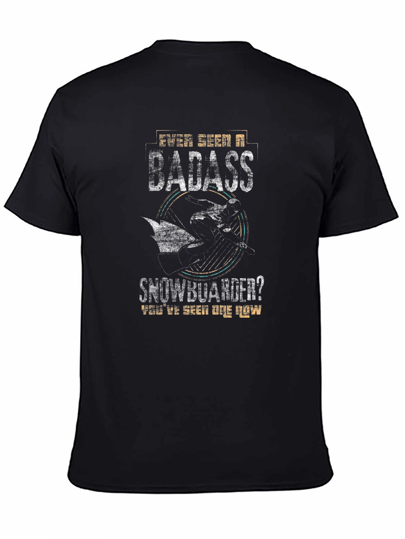 Badass Snowboarder Graphic Tee - Black Cotton T-Shirt