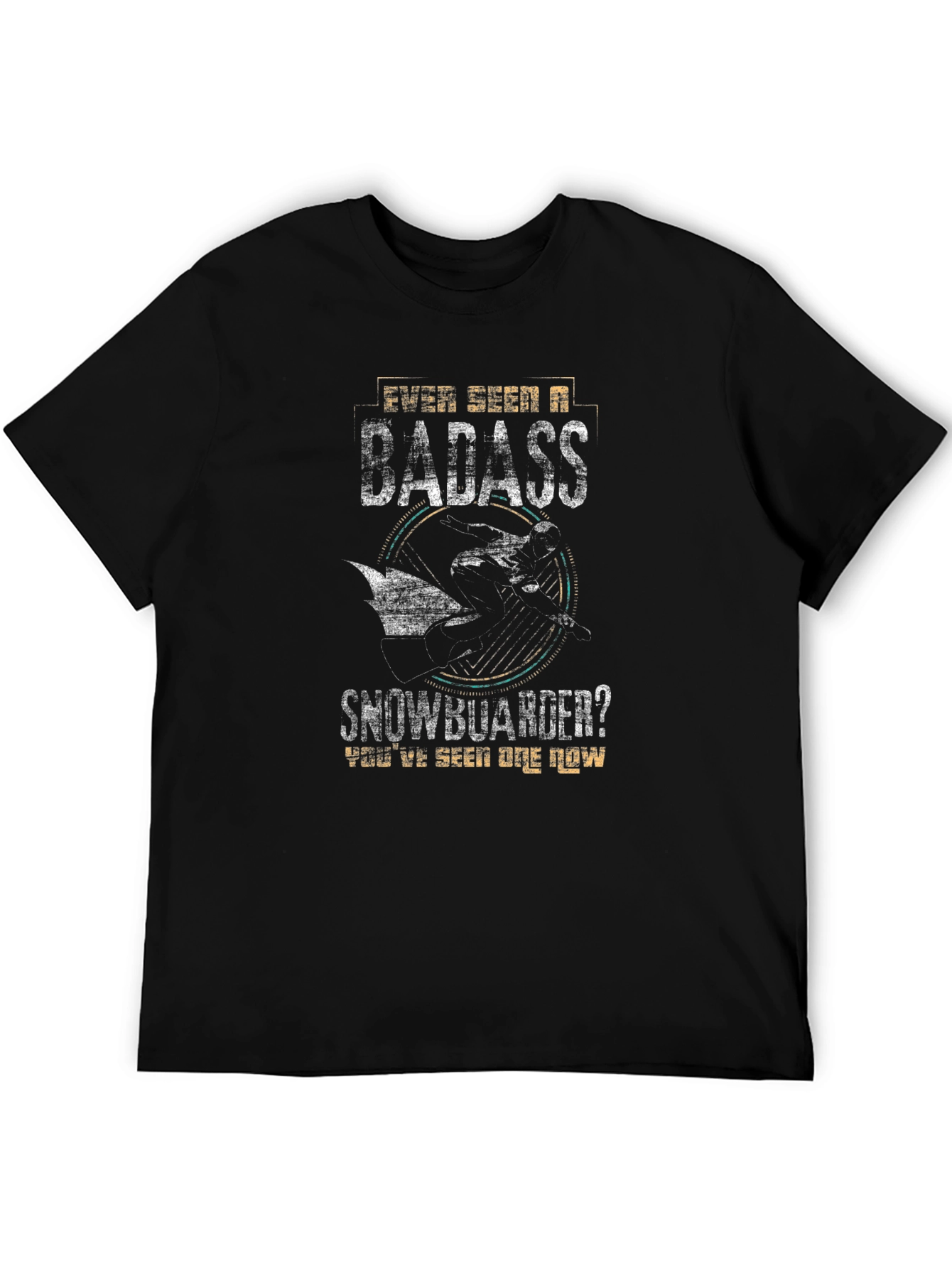 Badass Snowboarder Graphic Tee - Black Cotton T-Shirt