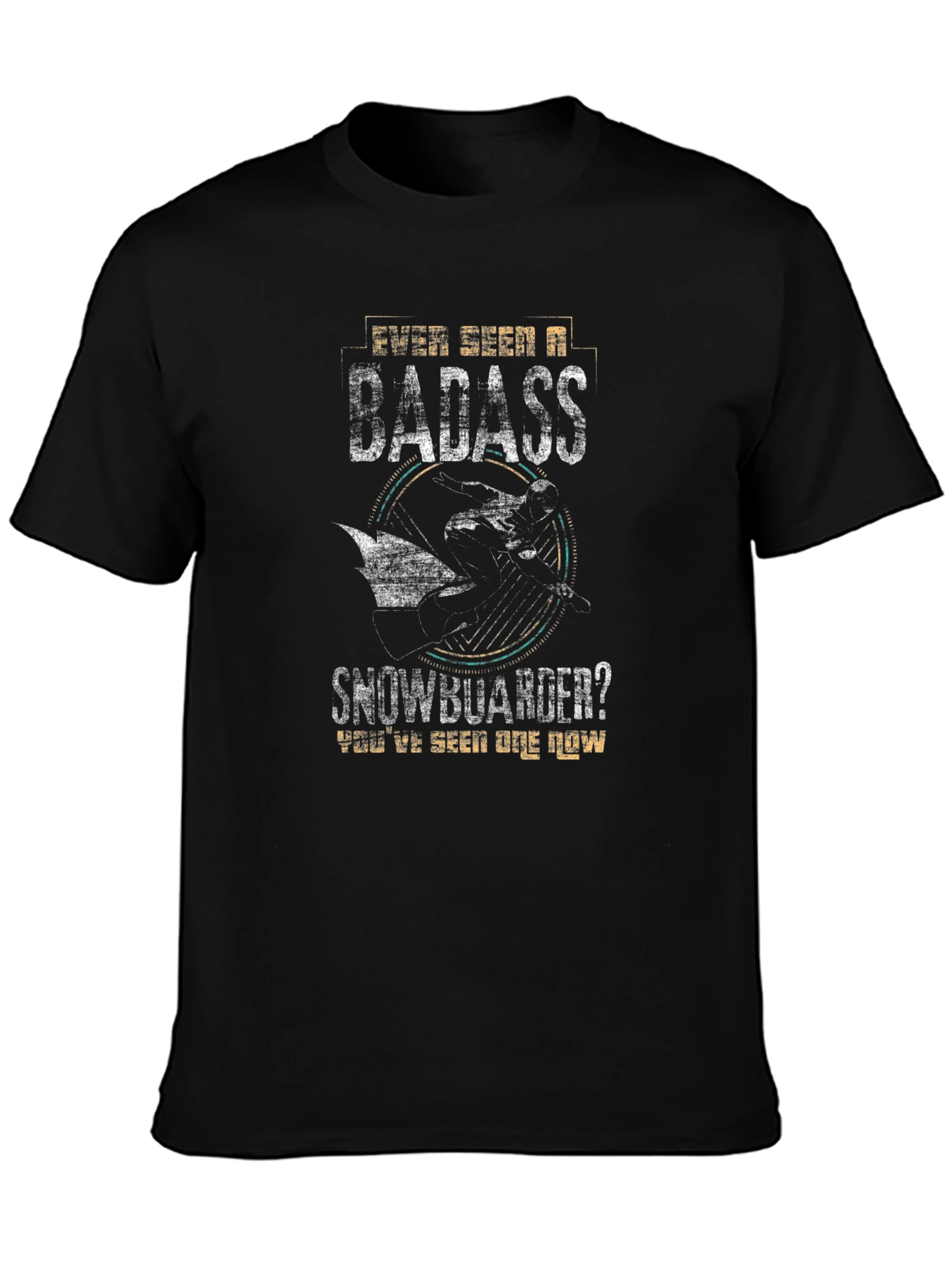 Badass Snowboarder Graphic Tee - Black Cotton T-Shirt