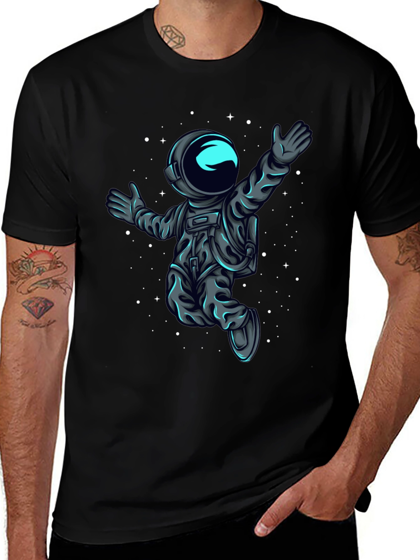 Astronaut in Space T-Shirt - Black