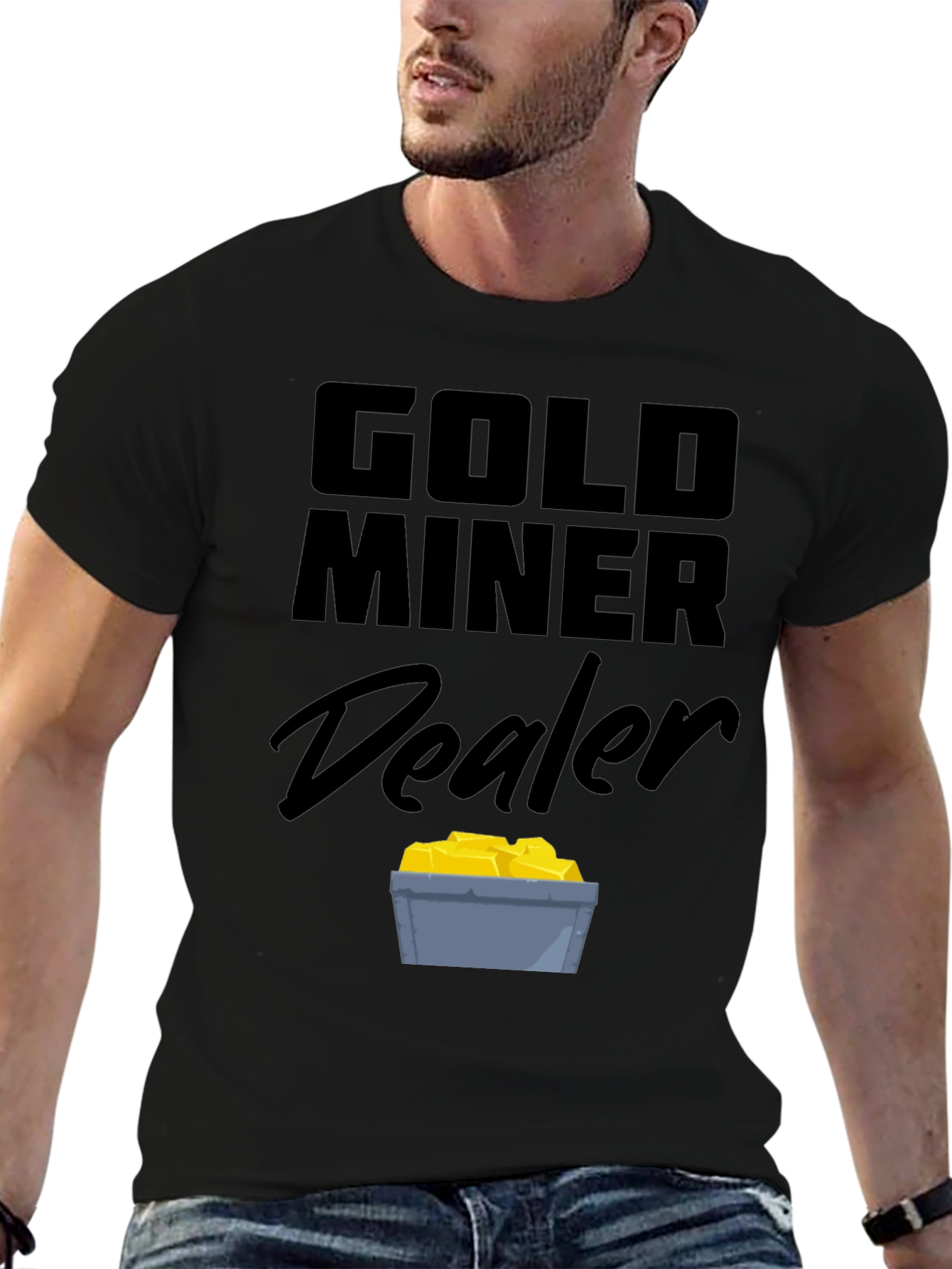Gold Miner Dealer Black T-Shirt - Novelty Graphic Tee