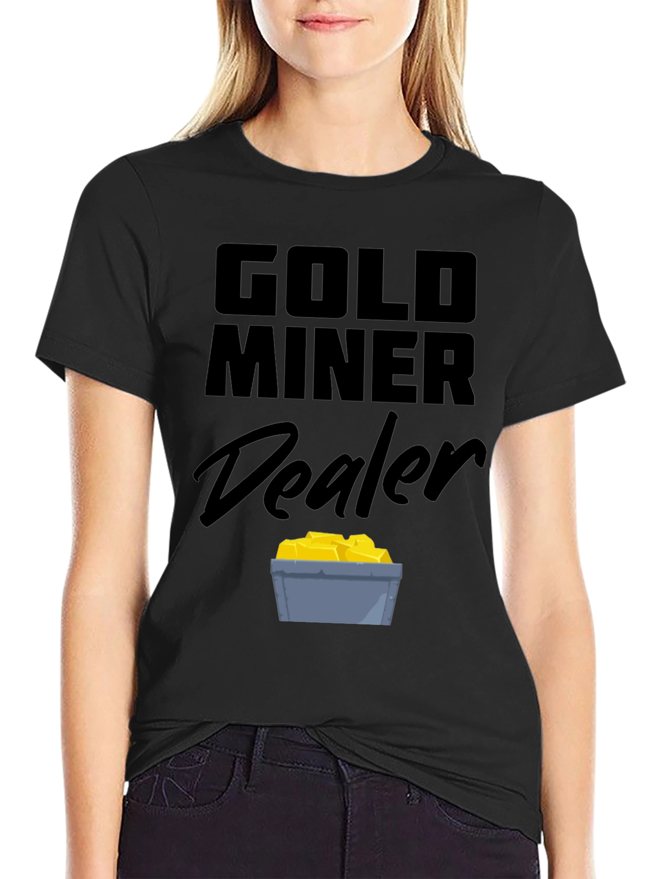 Gold Miner Dealer Black T-Shirt - Novelty Graphic Tee