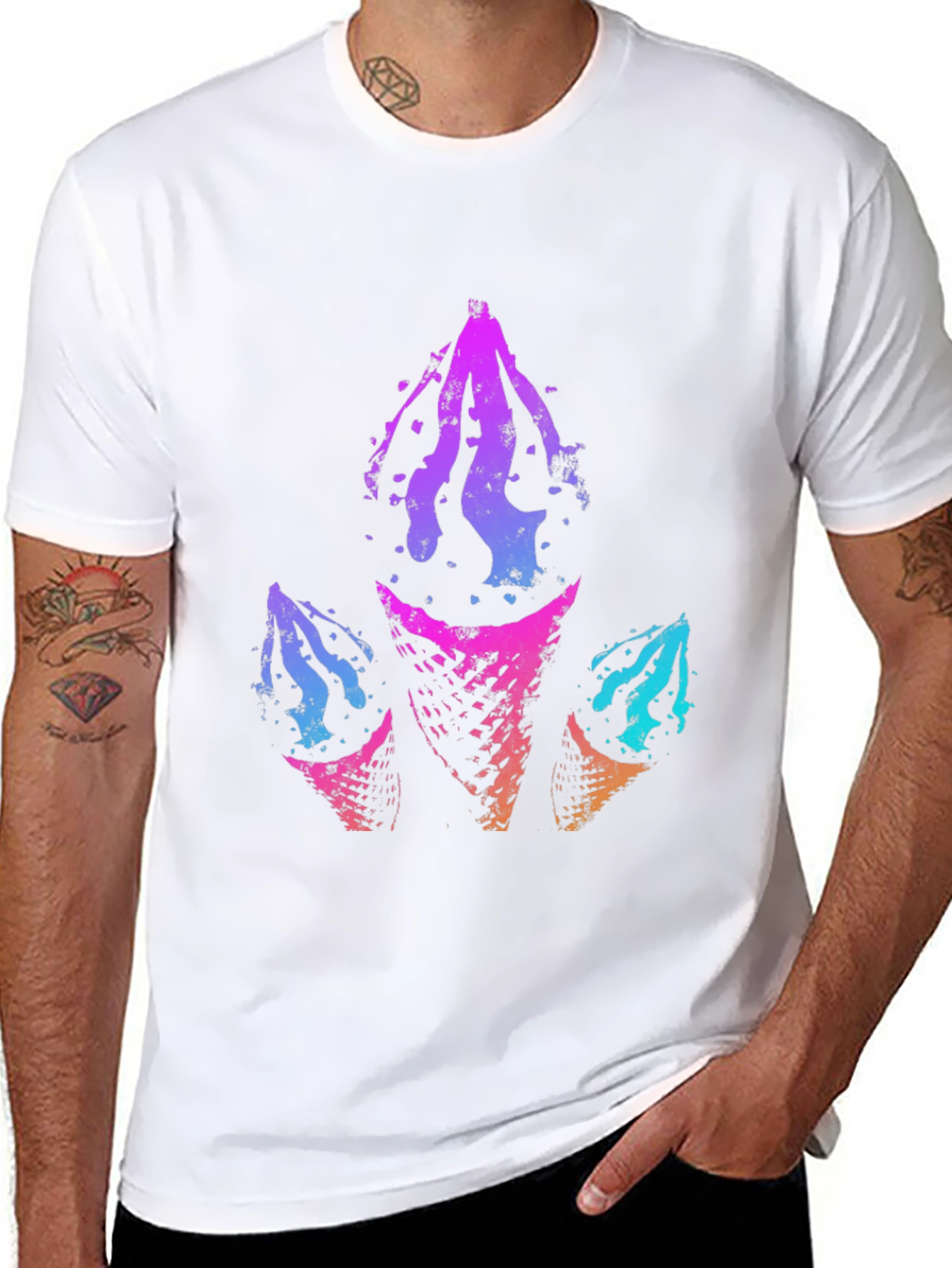 Abstract Ice Cream Cone Graphic Tee - Black