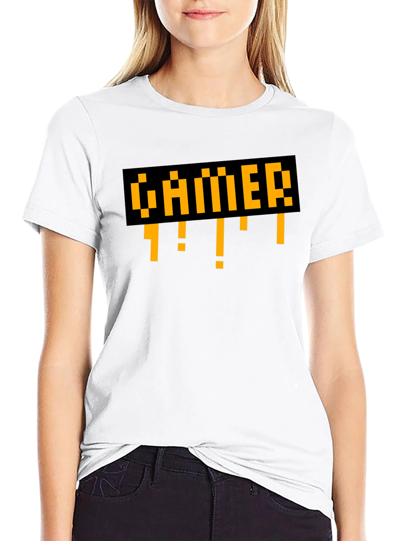 Gamer Pixel Art Style Black T-Shirt