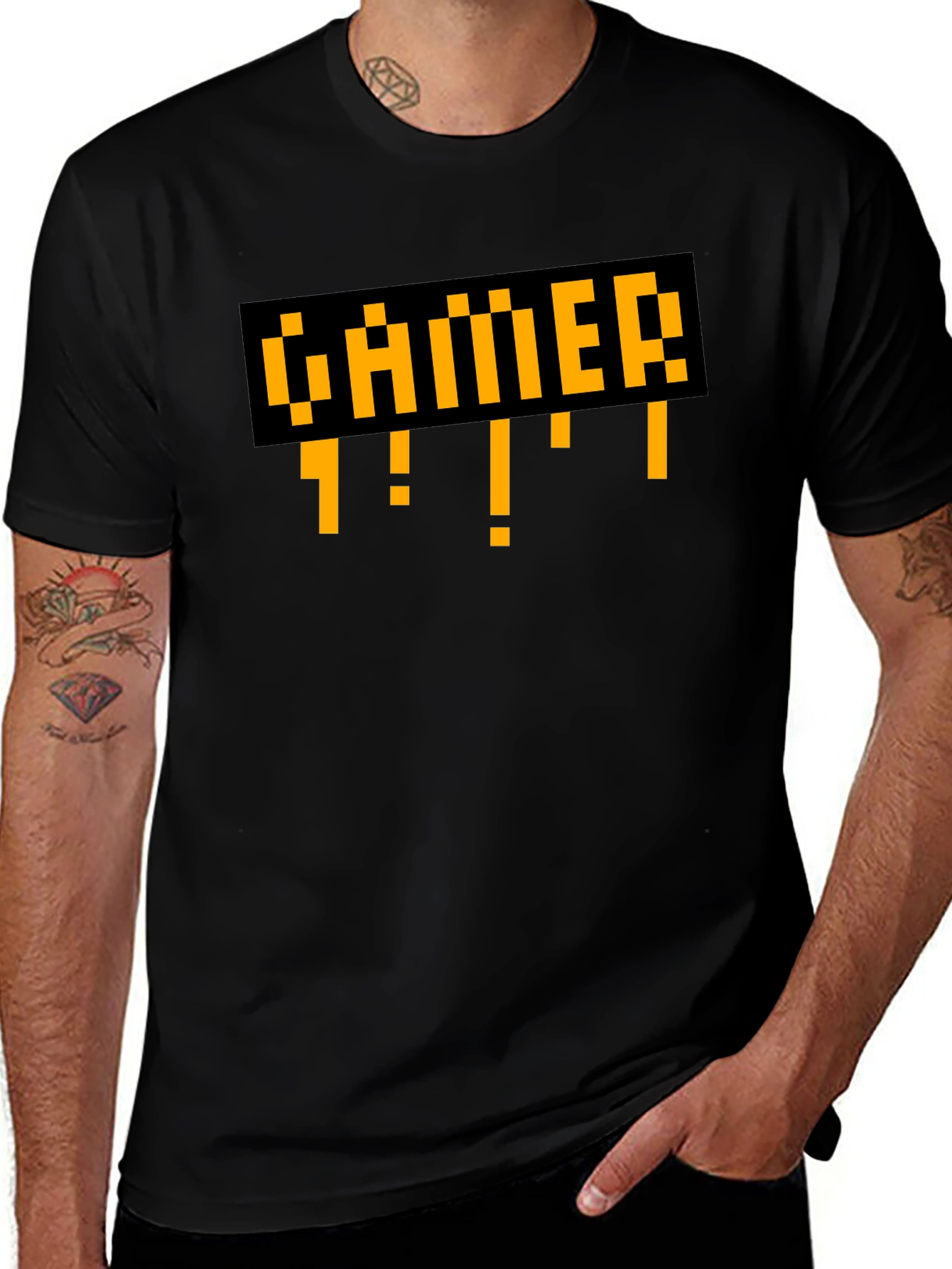 Gamer Pixel Art Style Black T-Shirt