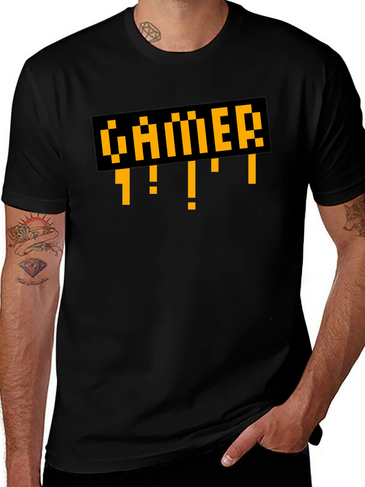 Gamer Pixel Art Style Black T-Shirt