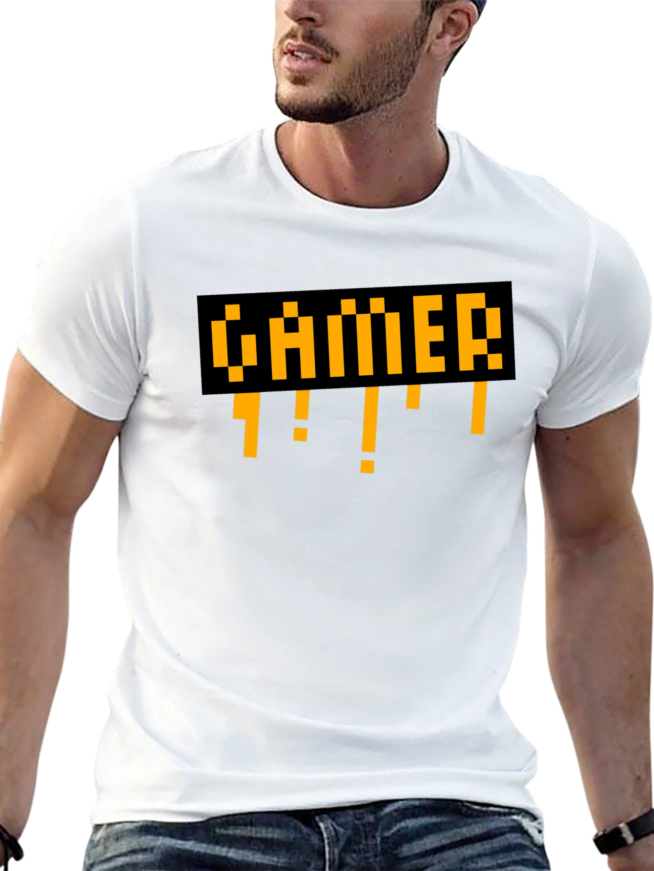 Gamer Pixel Art Style Black T-Shirt