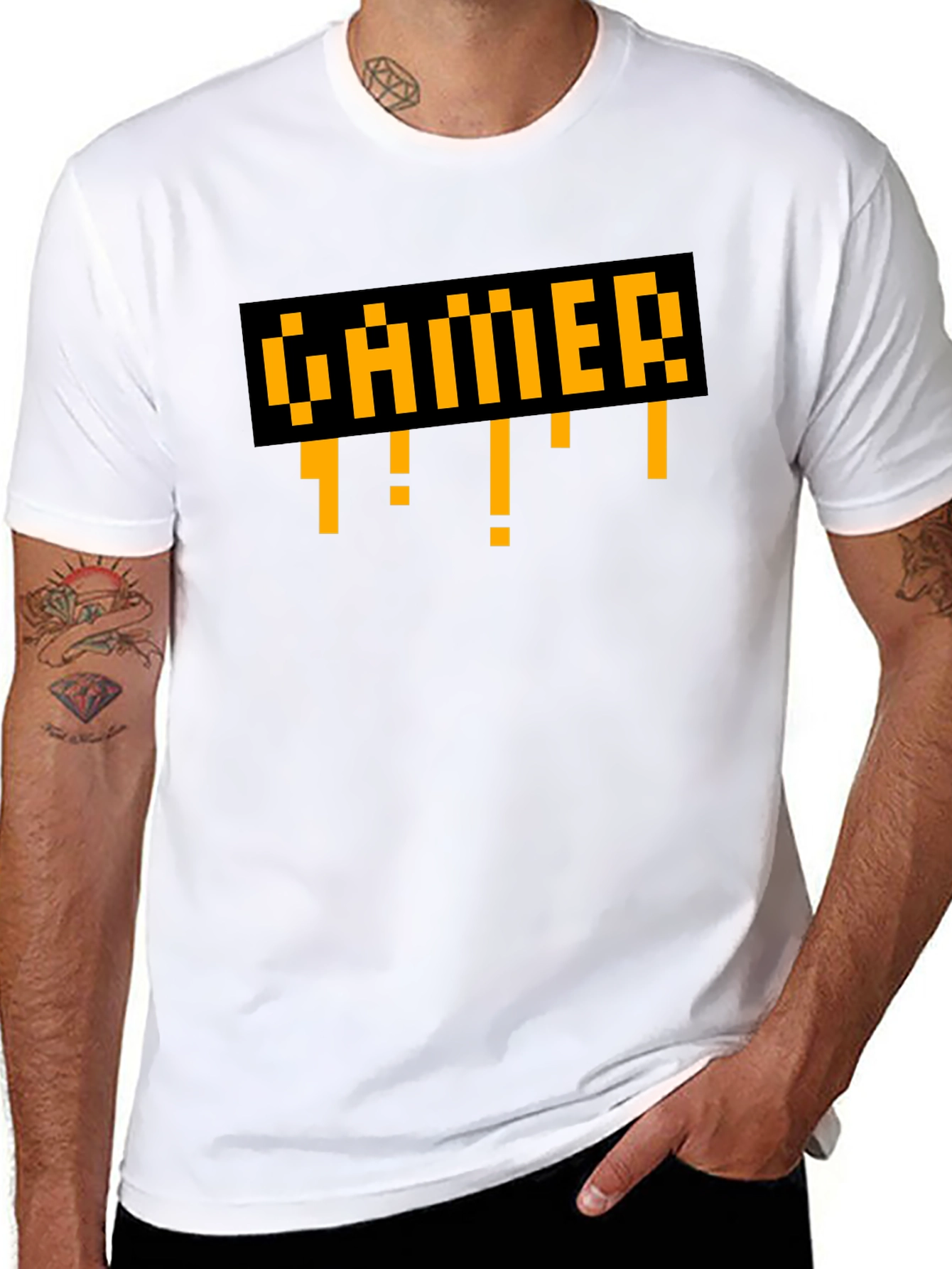 Gamer Pixel Art Style Black T-Shirt