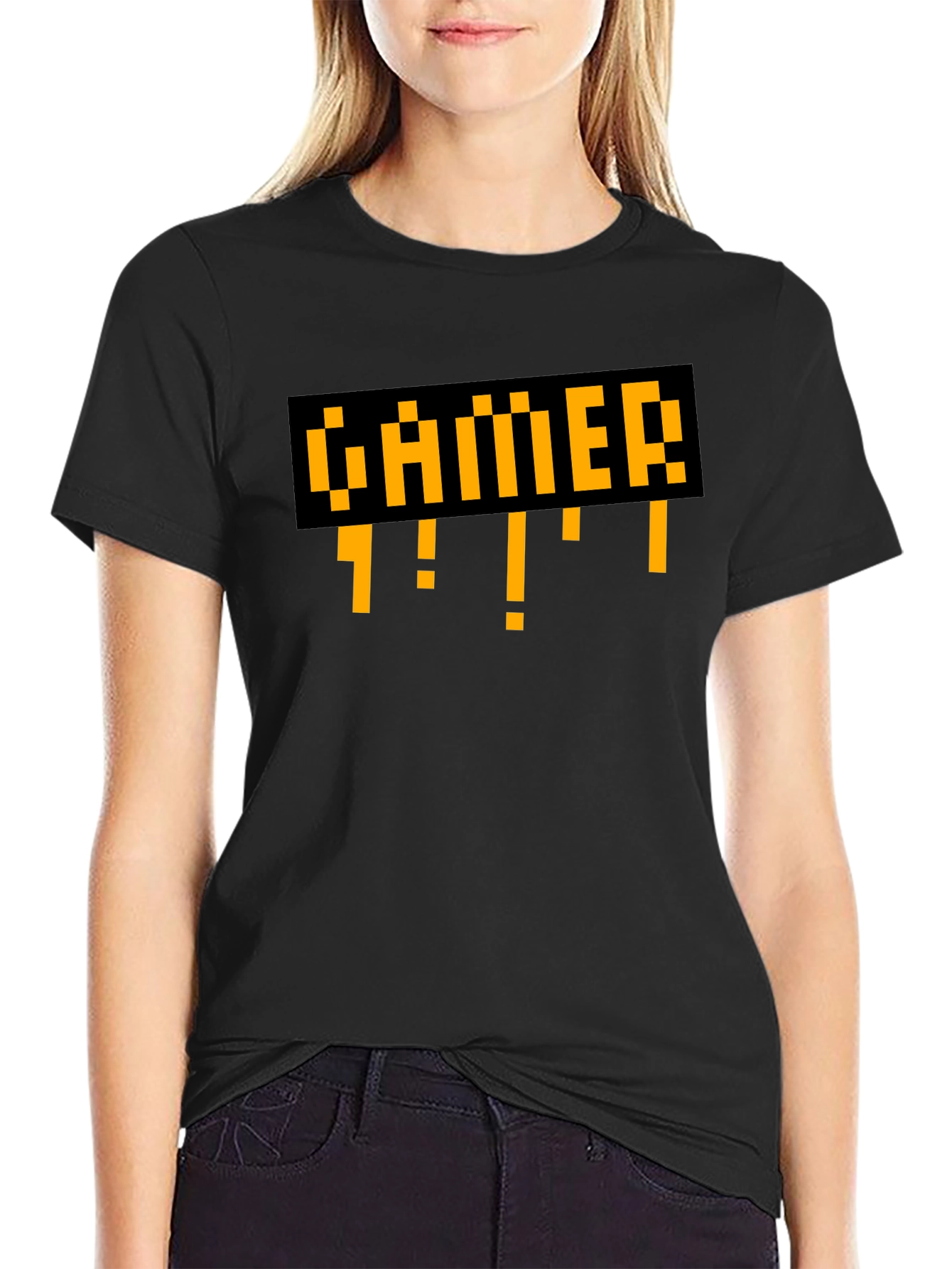 Gamer Pixel Art Style Black T-Shirt