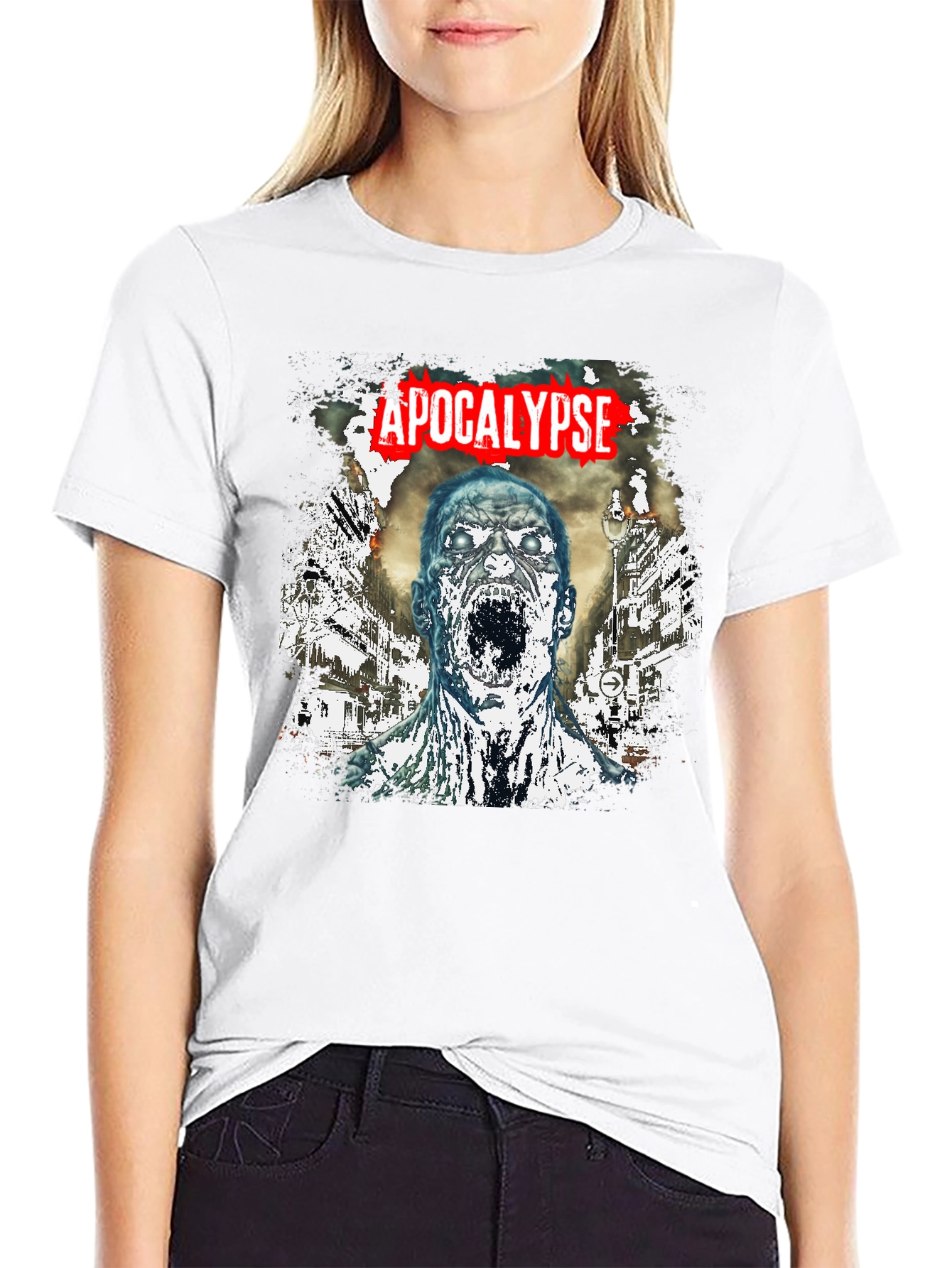 Apocalypse Zombie Graphic T-Shirt - Black Cotton Tee