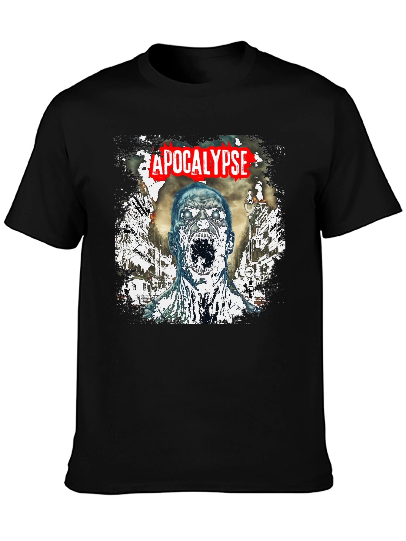 Apocalypse Zombie Graphic T-Shirt - Black Cotton Tee