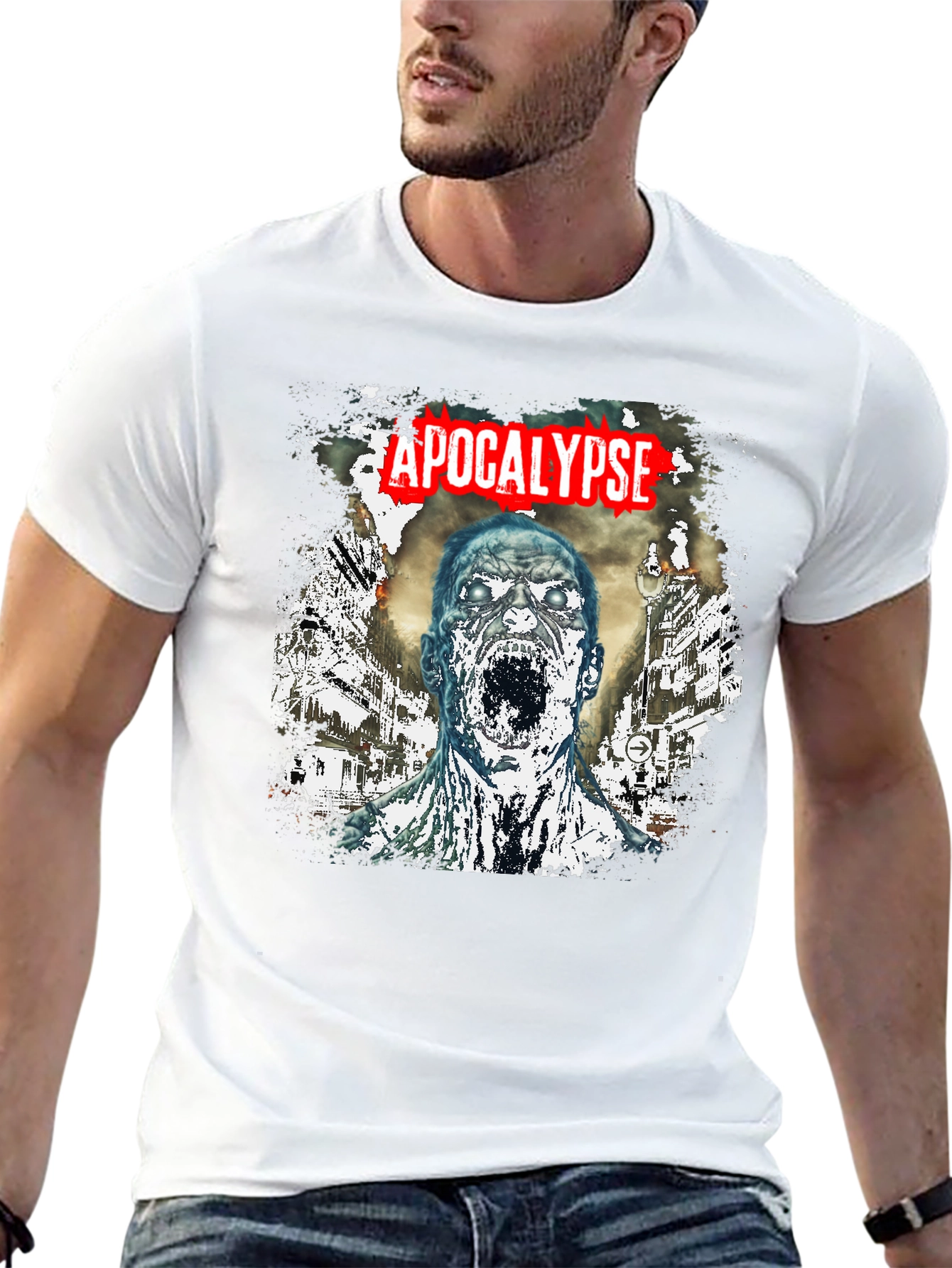 Apocalypse Zombie Graphic T-Shirt - Black Cotton Tee