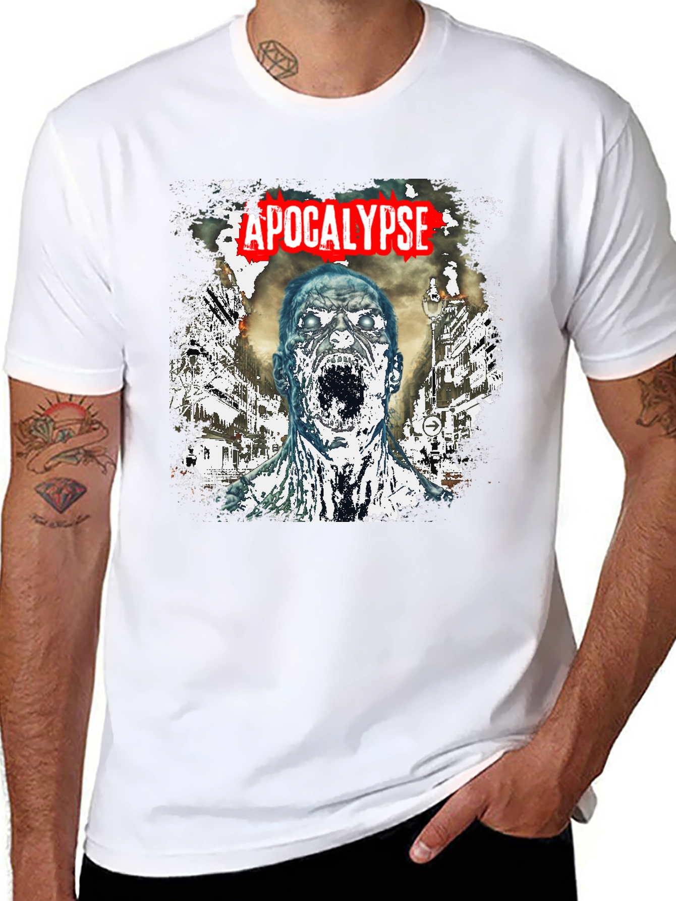 Apocalypse Zombie Graphic T-Shirt - Black Cotton Tee