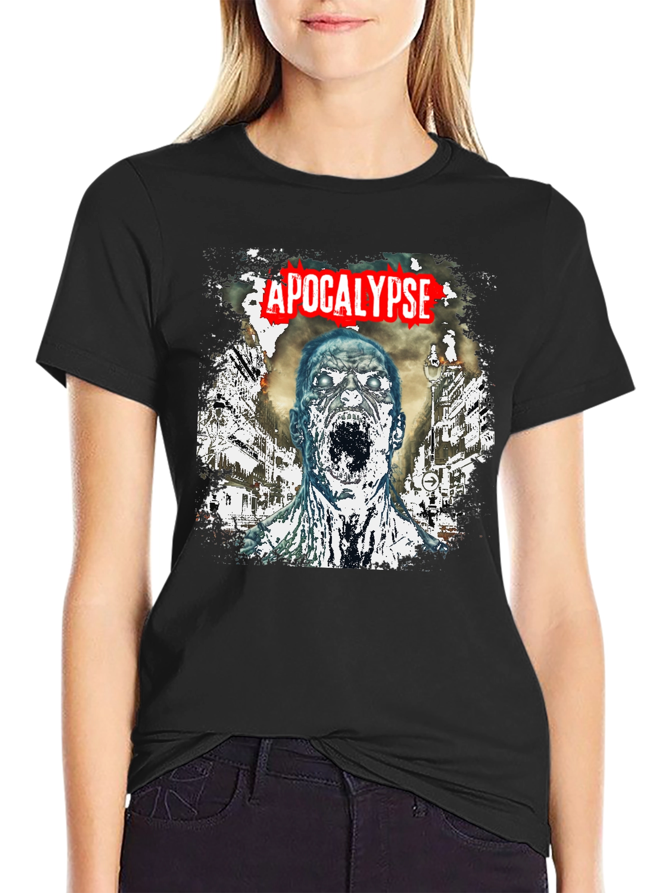 Apocalypse Zombie Graphic T-Shirt - Black Cotton Tee