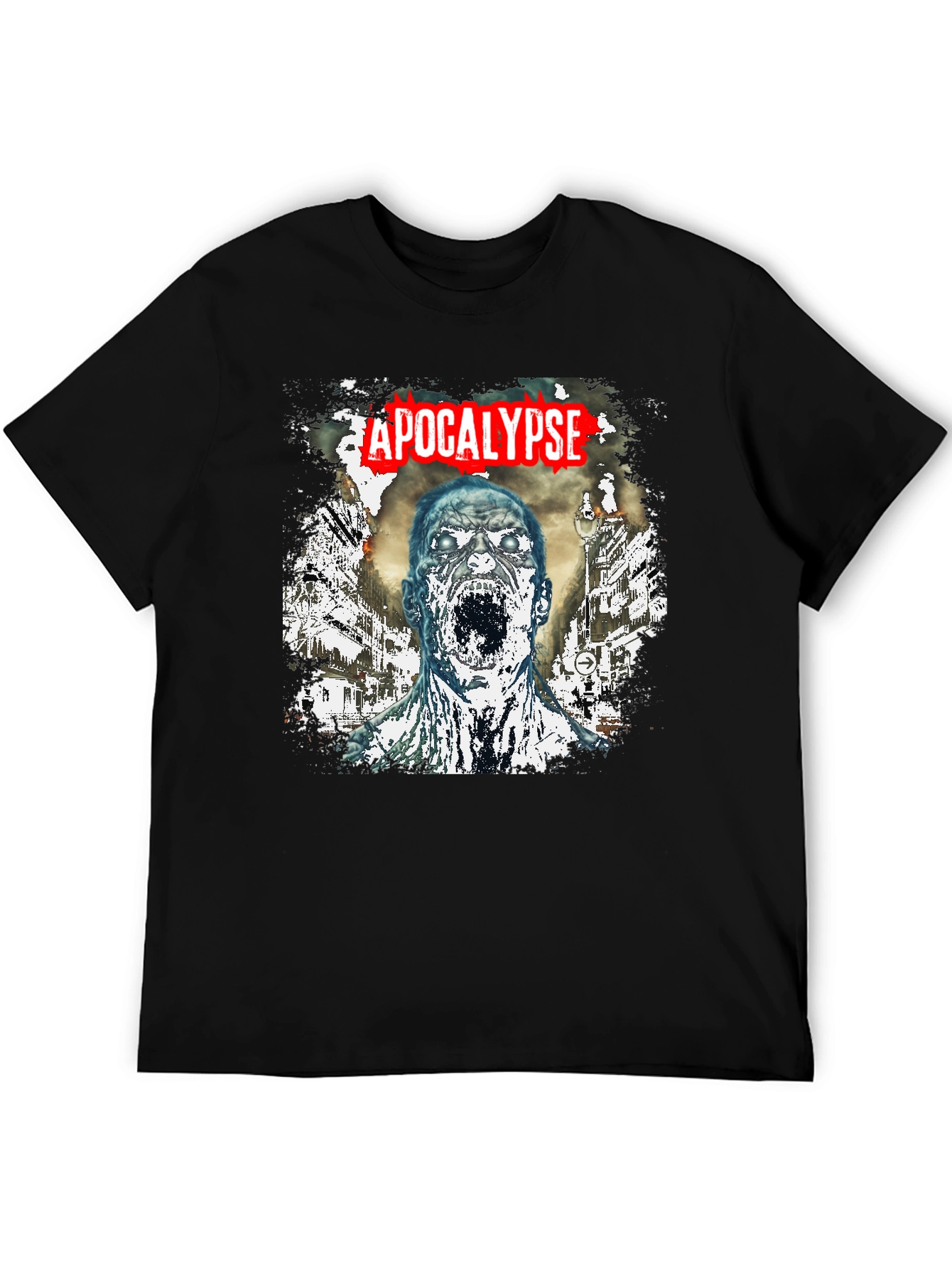 Apocalypse Zombie Graphic T-Shirt - Black Cotton Tee