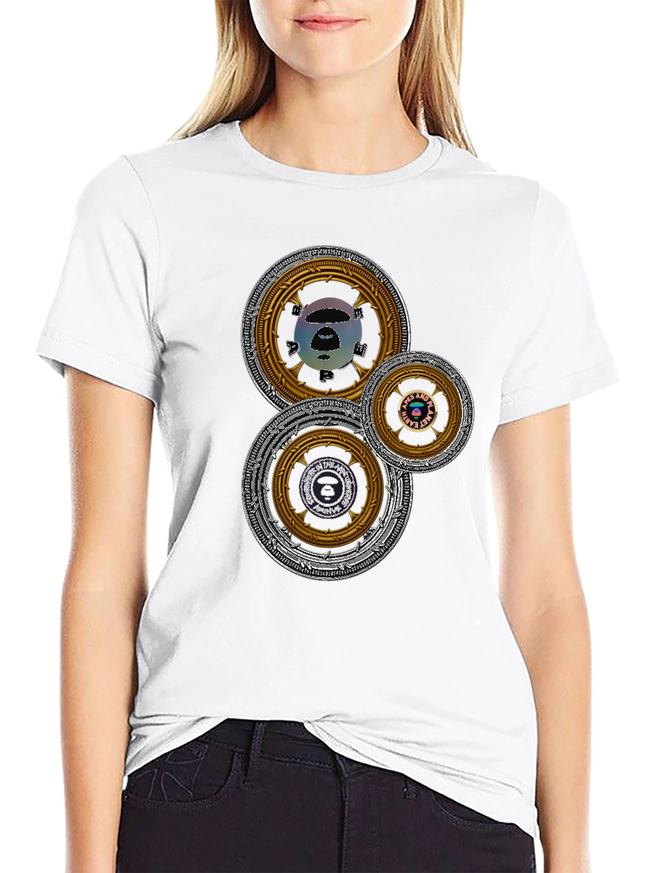 Graphic Tee with Circular Designs