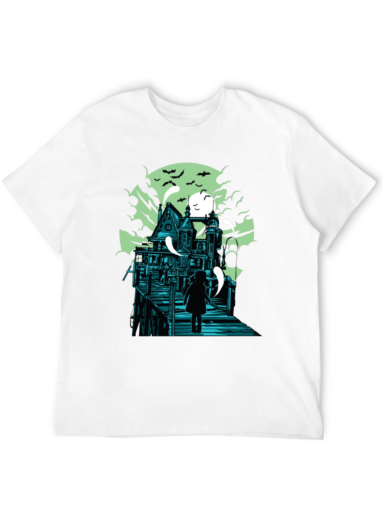 Haunted House Graphic Print T-Shirt